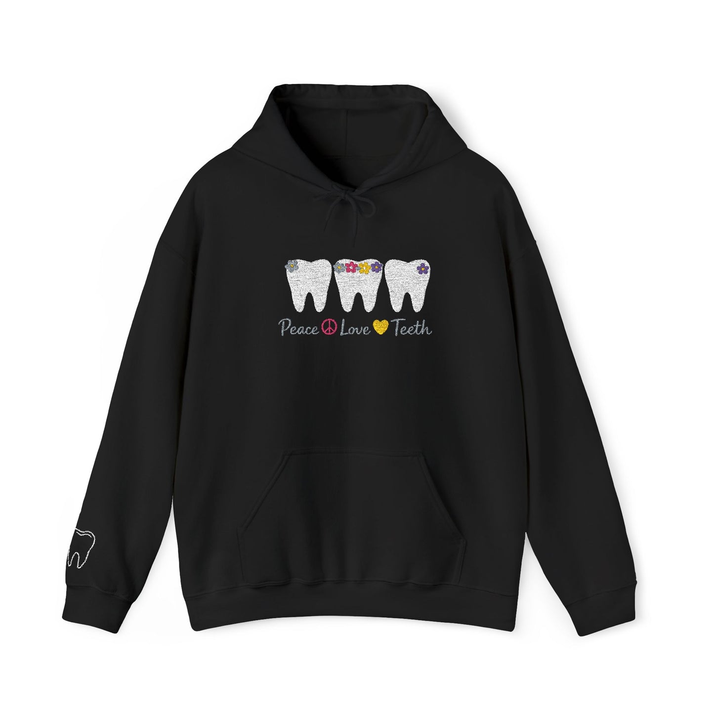Peace Love & Teeth Hoodie – Embroidered Dental Hoodie