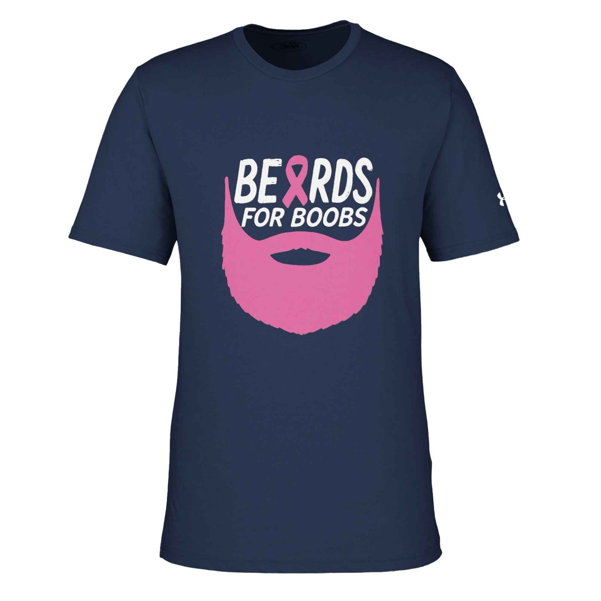 Beards for Boobs Awareness T-Shirt | Pink Ribbon Beard Tee | Breast Cancer Support Shirt