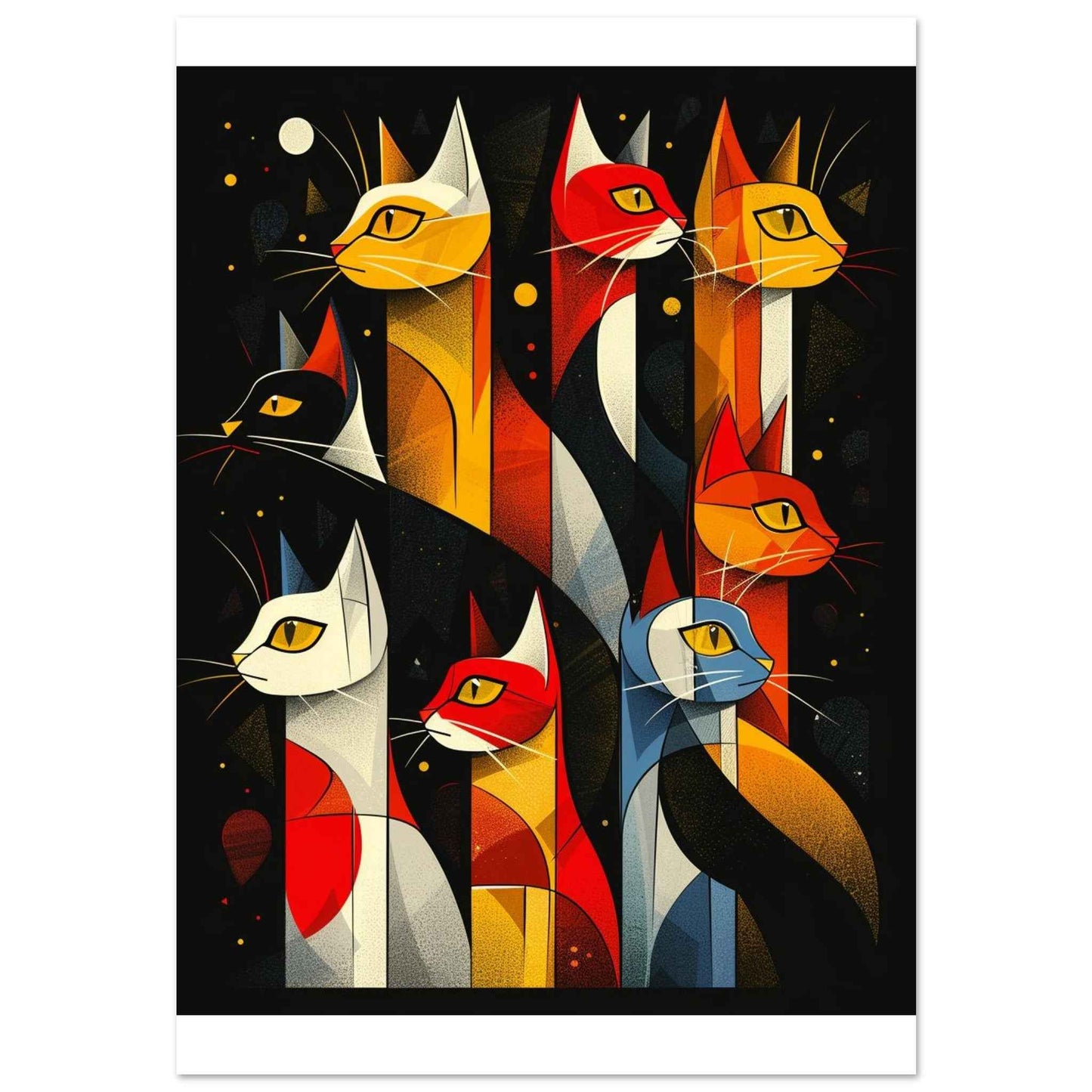 "Abstract Felines" Poster – Modern Pop Art Wall Decor (Multiple Sizes Available)