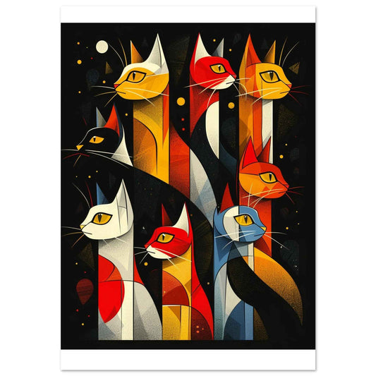 "Abstract Felines" Poster – Modern Pop Art Wall Decor (Multiple Sizes Available)