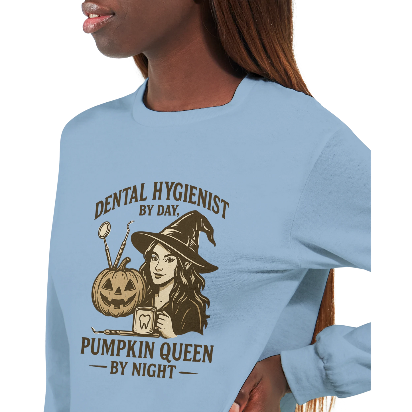 Dental Hygienist Halloween Longsleeve Shirt – Pumpkin Queen Themed Tee - F4 Custom Prints