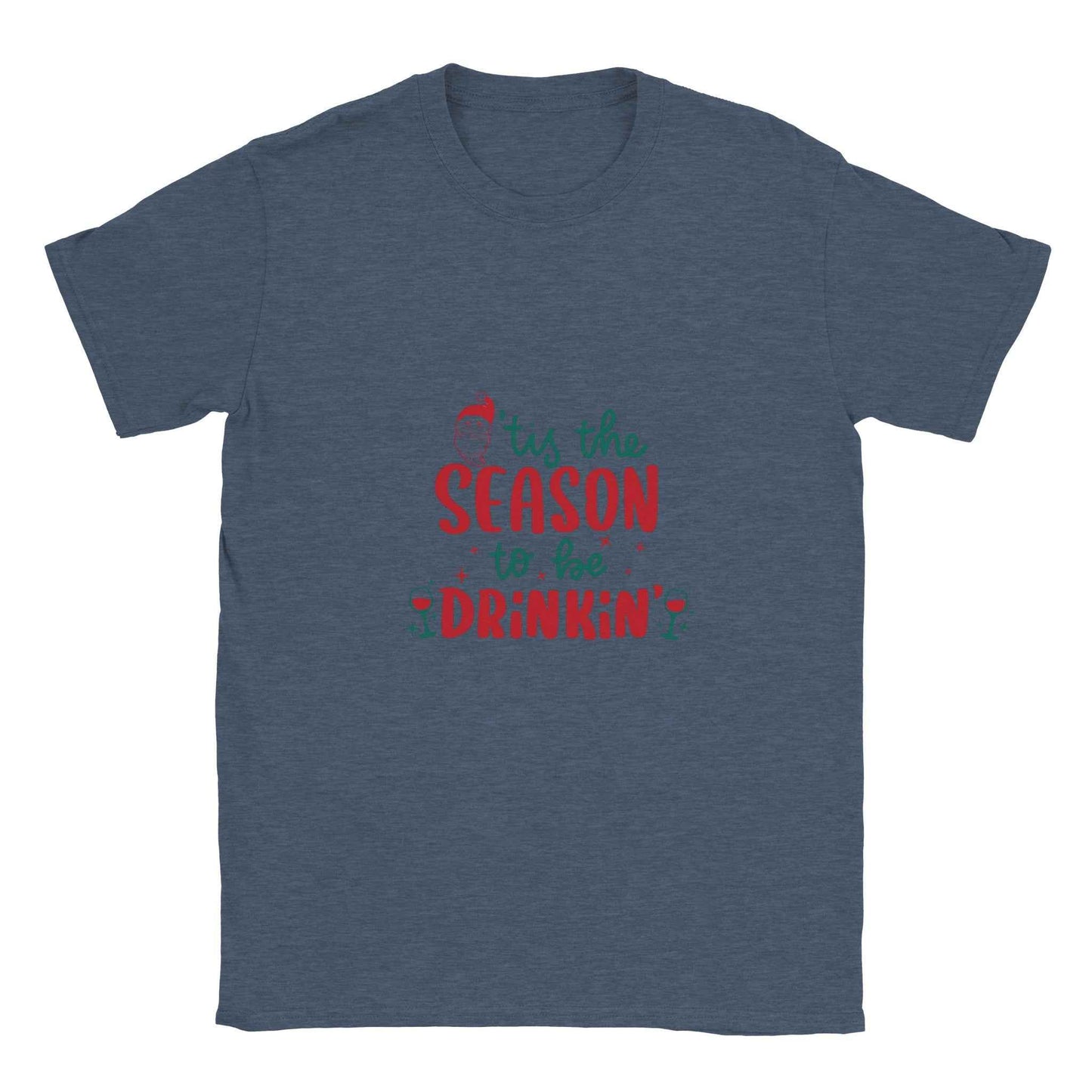'Tis the Season to be Drinkin' – Funny Santa Holiday Graphic Tee in Your Choice of Festive Colors