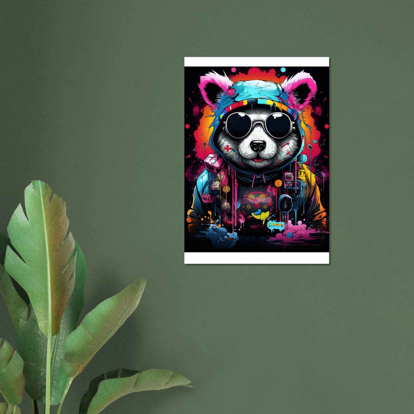 "Neon Raccoon DJ" Poster – Vibrant Urban Graffiti Wall Art (Multiple Sizes Available)
