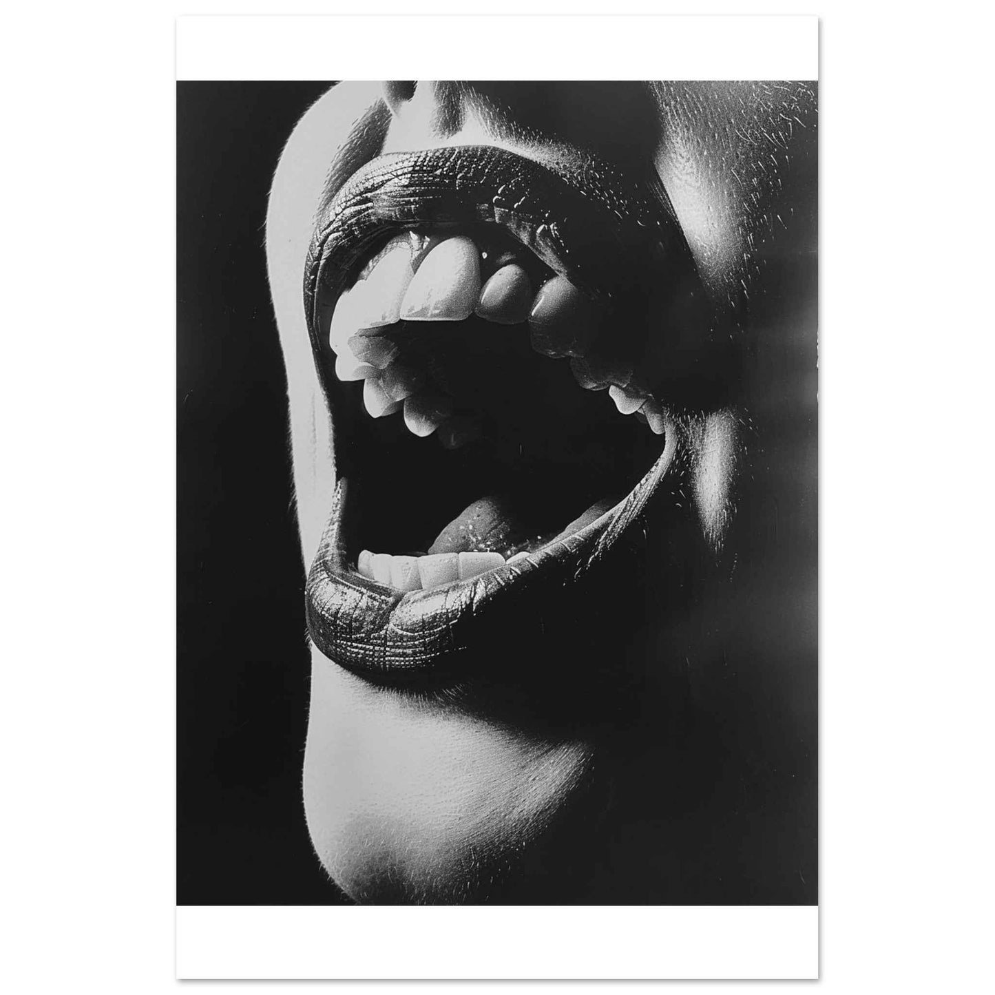 “Open Mouth” Poster – Dramatic Black & White Wall Art (Multiple Sizes Available)
