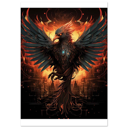 "Crimson Phoenix" Poster – Mythical Firebird Wall Art (Multiple Sizes Available)