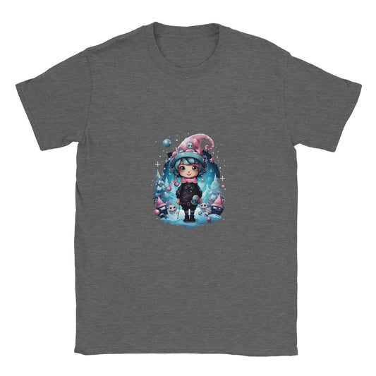 Winter Whimsy Elf Girl Christmas Shirt – Festive Holiday Graphic Tee with Cute Chibi Elves