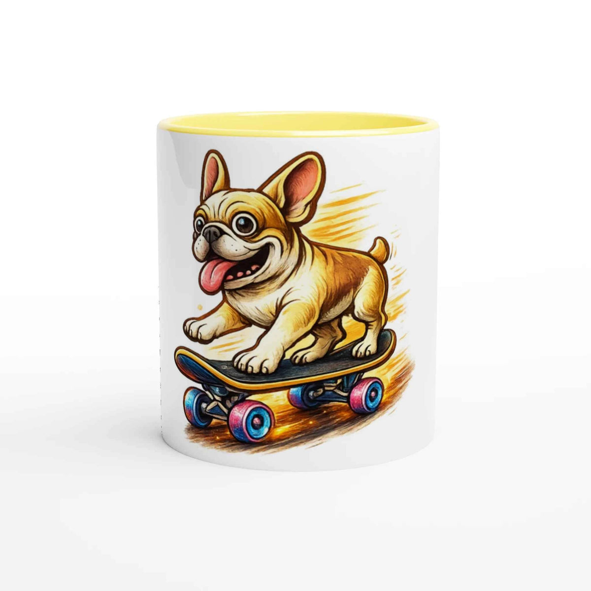 Skater Frenchie 11oz Coffee Mug with Color Inside
