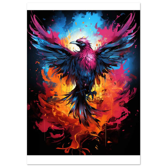 "Phoenix Rising" Poster – Vibrant Abstract Firebird Wall Art (Multiple Sizes Available)
