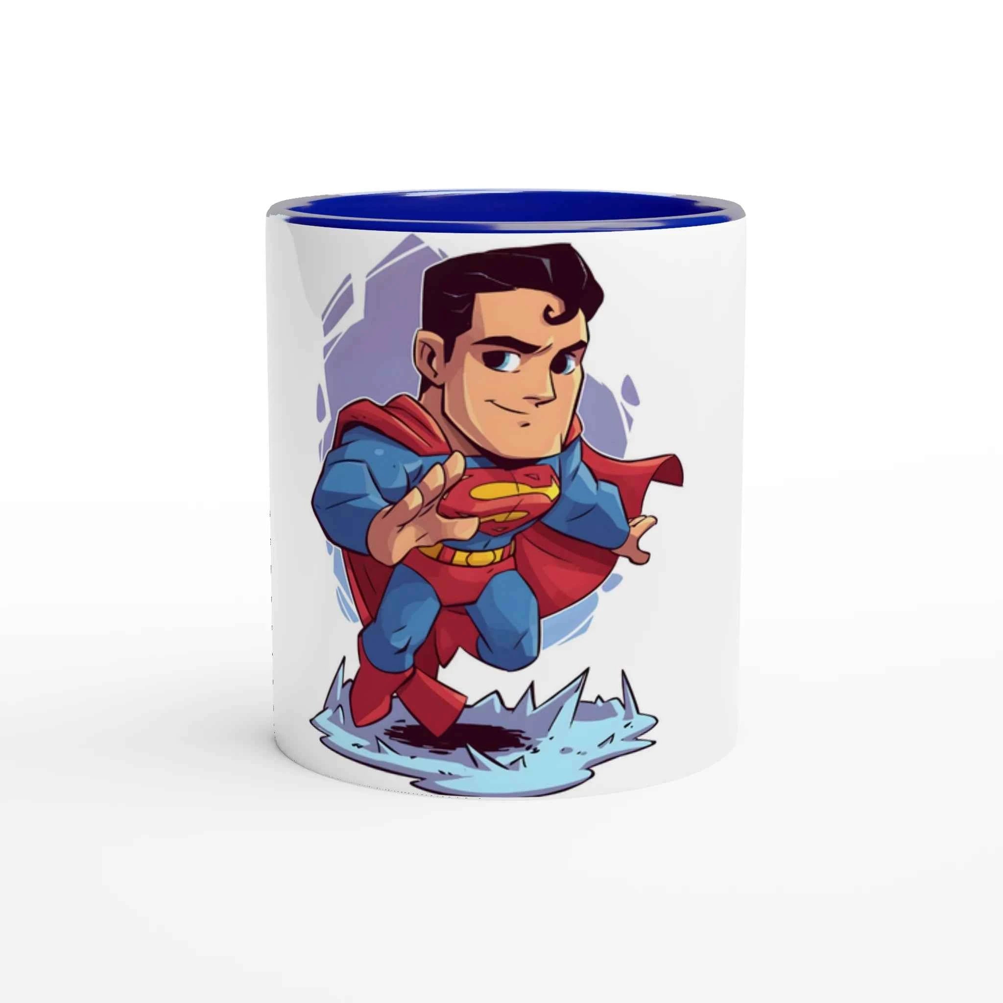Chibi Superman Inspired 11oz Coffee Mug with Color Inside