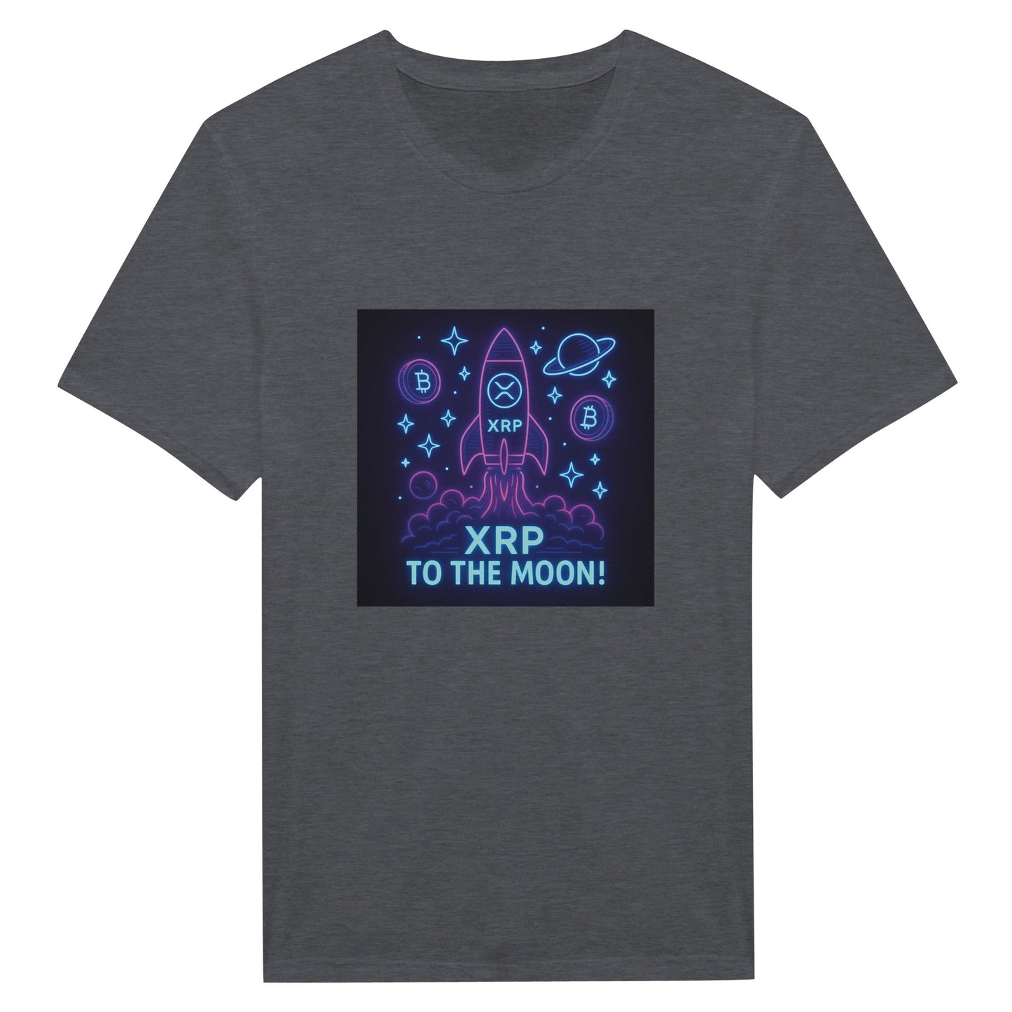 XRP To The Moon T-Shirt – Neon Crypto Rocket Graphic Tee - F4 Custom Prints