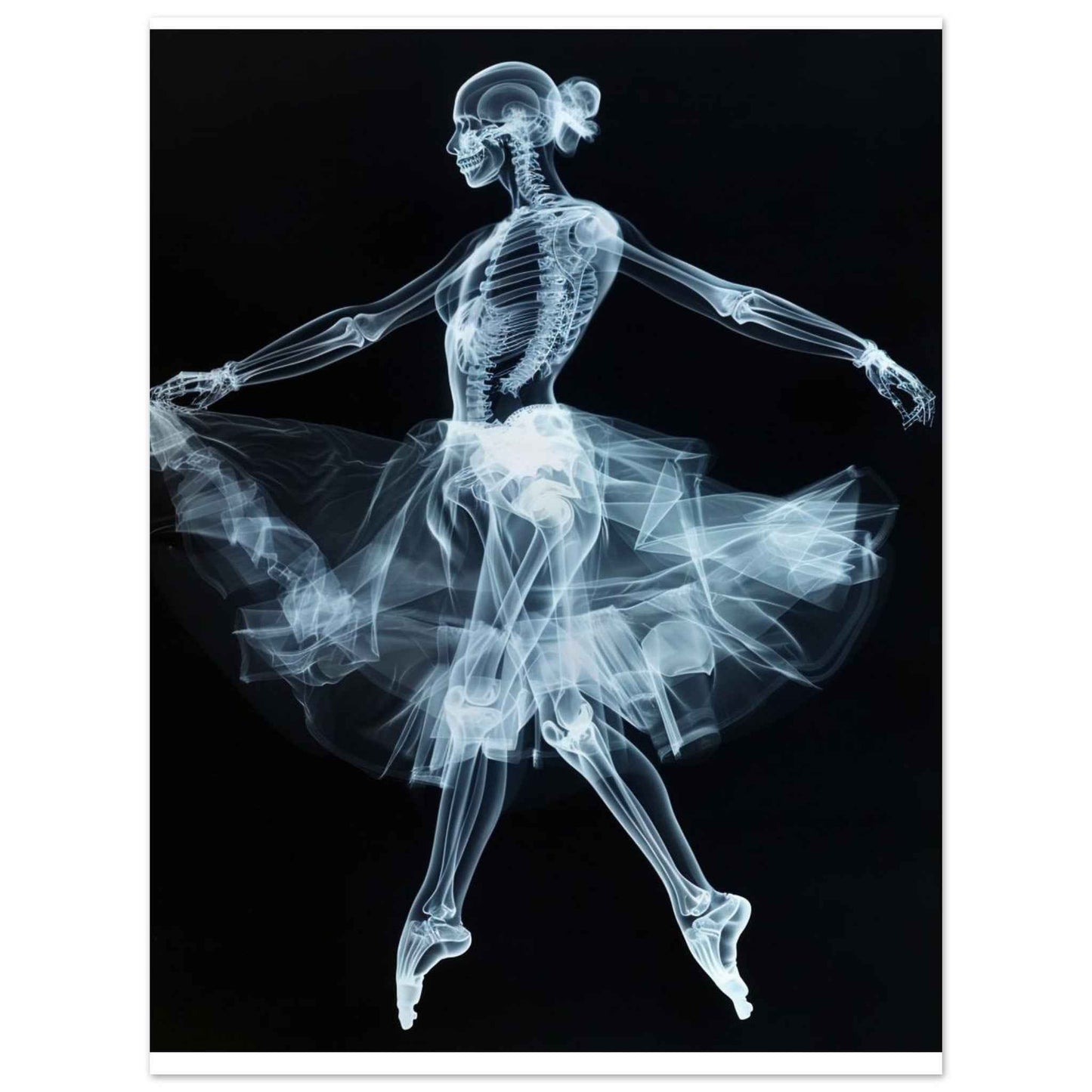 "Skeleton Ballerina" Poster – Ethereal X-Ray Dance Art (Multiple Sizes Available)