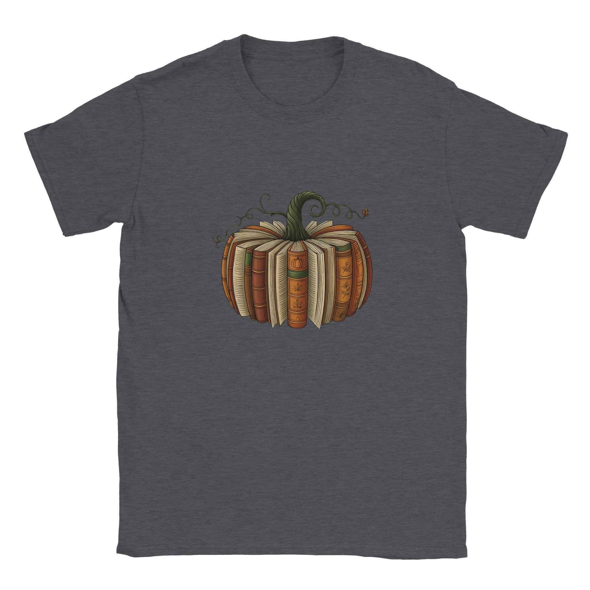 Bookish Pumpkin Halloween T-Shirt – Literary Fall Vibes & Cozy Comfort in Your Choice of Colors
