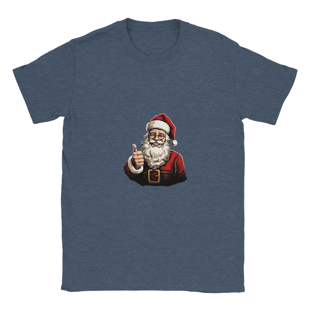 Jolly Santa Thumbs Up Christmas Tee – Festive Holiday Graphic Shirt in Multiple Colors