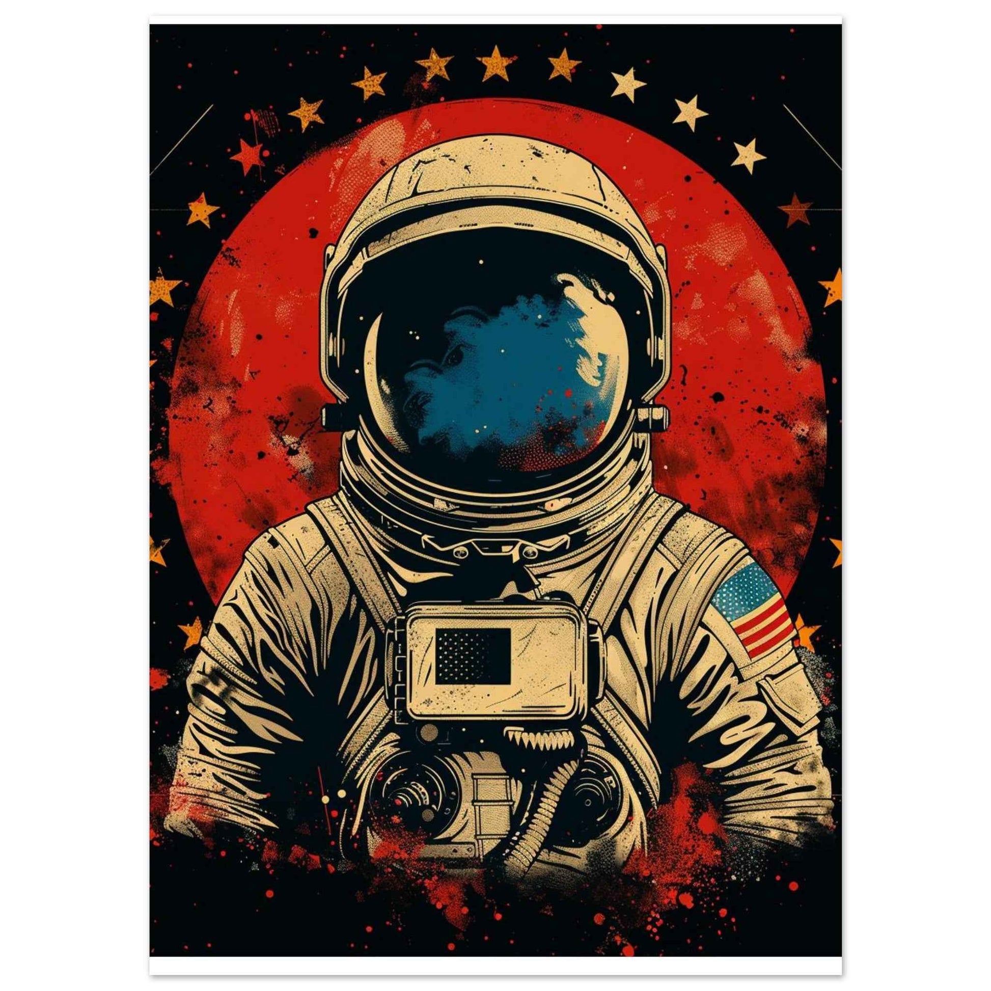 Cosmic Explorer Poster – Retro-Futuristic Astronaut Wall Art (Multiple Sizes Available)