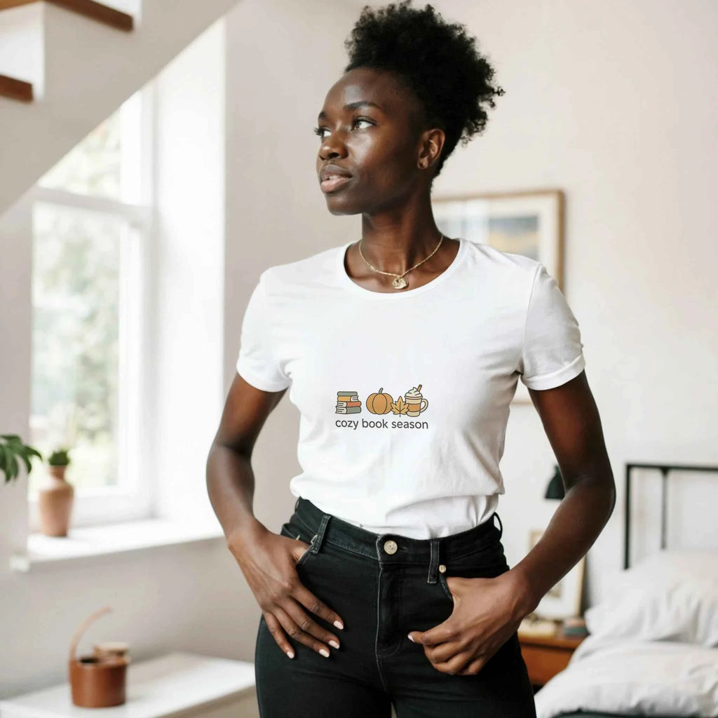 Cozy Book Season Fall Reading Tee – Autumn Booklover Tee - F4 Custom Prints