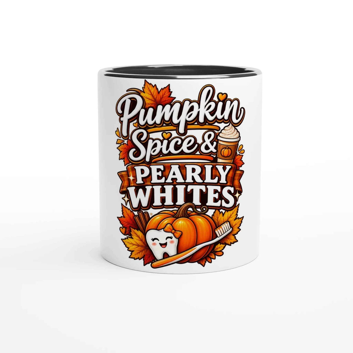 Pumpkin Spice Pearly Whites 11oz Coffee Mug with Color Inside