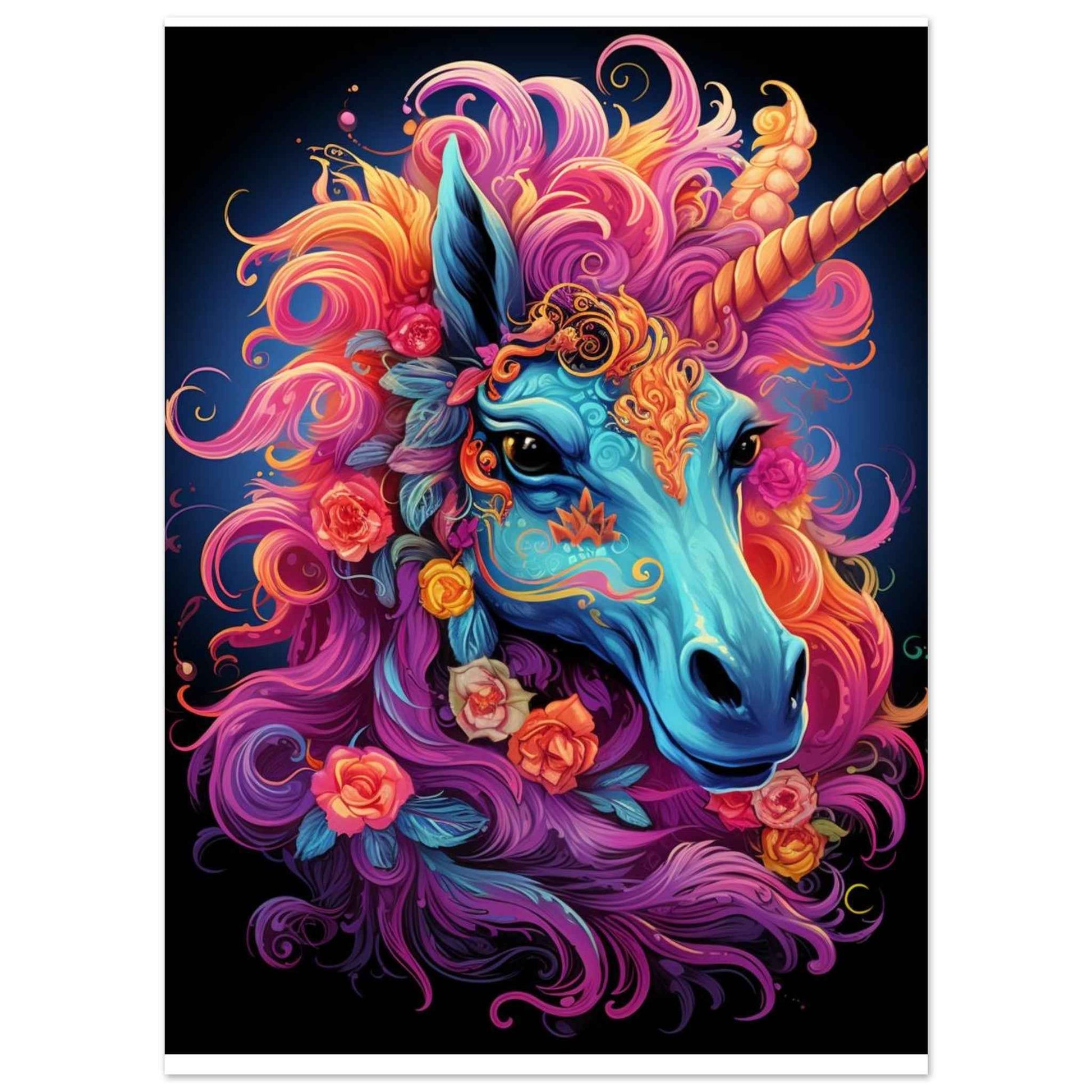 Neon Unicorn Dream Poster – Vibrant Fantasy Wall Art (Multiple Sizes Available)