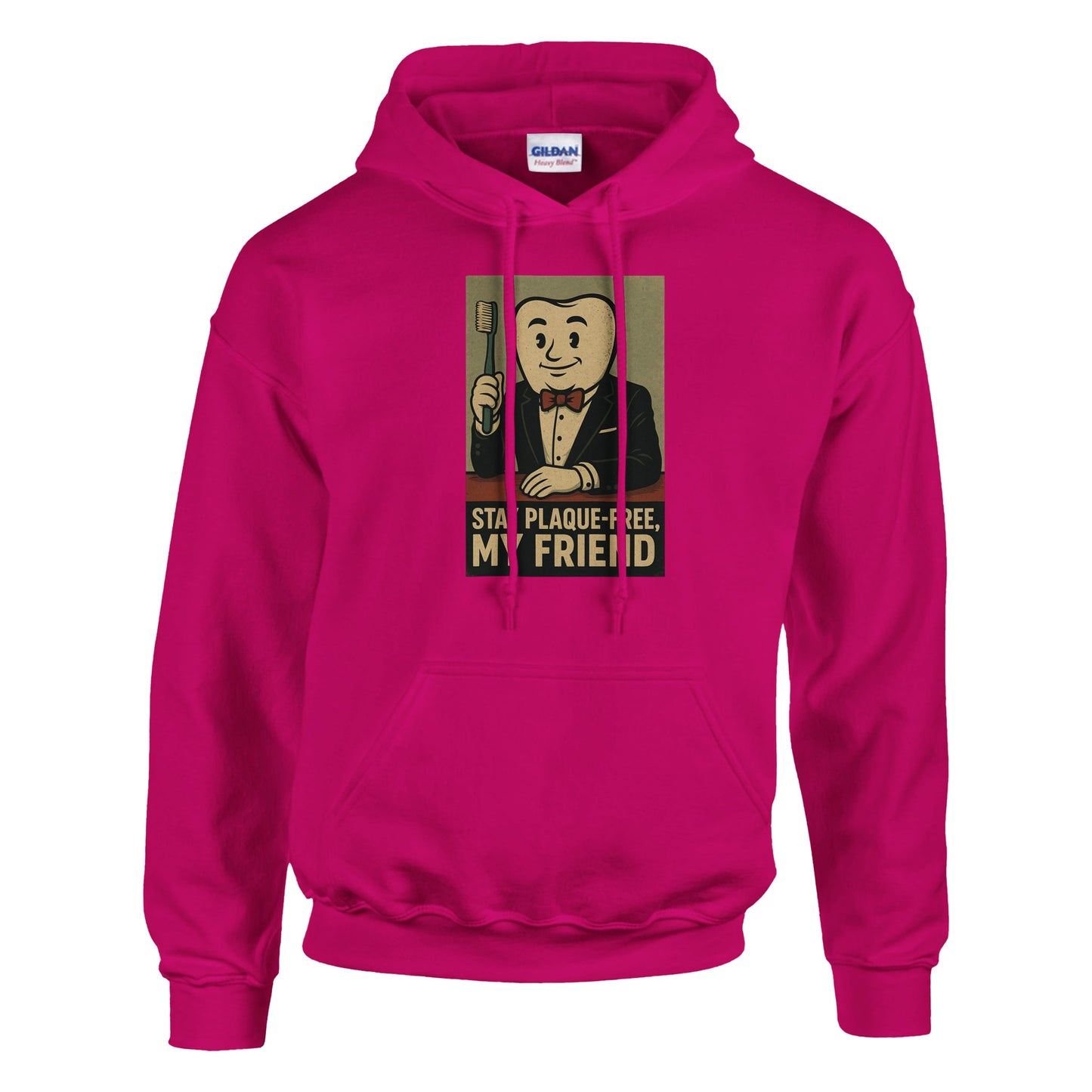 Stay Plaque Free Tooth Hoodie – Retro Dental Humor Pullover - F4 Custom Prints