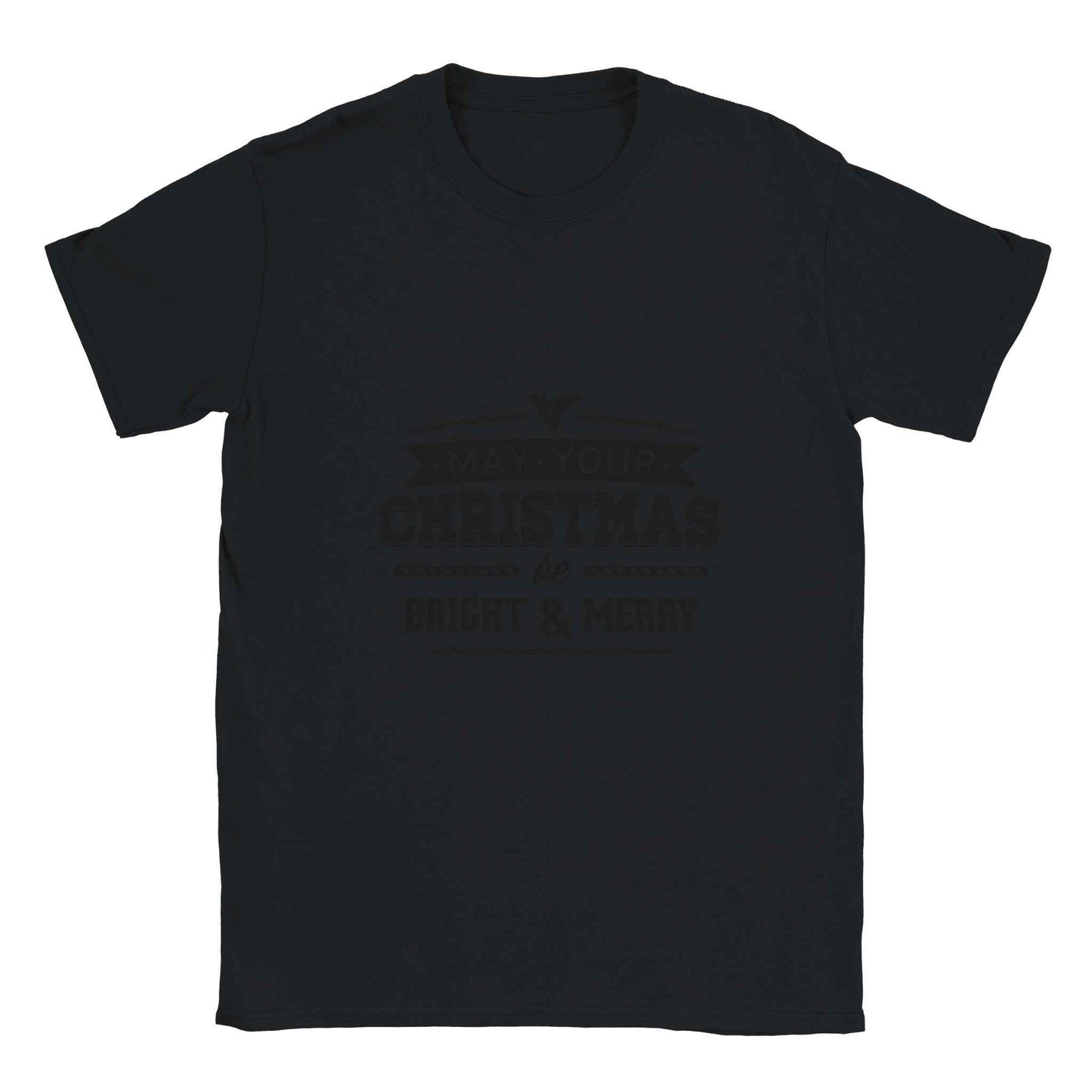 Merry & Bright Christmas Holly Tee – Festive Holiday Graphic Tee in Your Choice of Colors