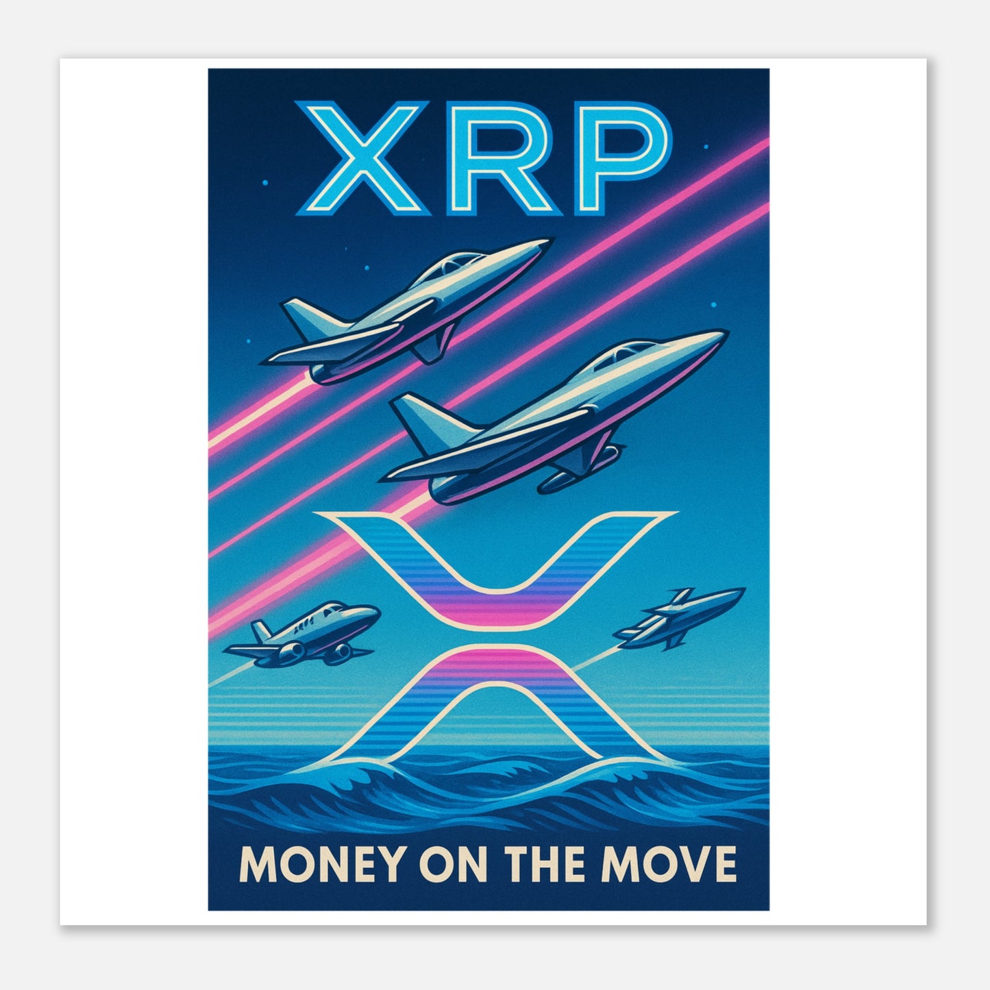 XRP 'Money on the Move' Poster – Retro Crypto Art Wall Print - F4 Custom Prints