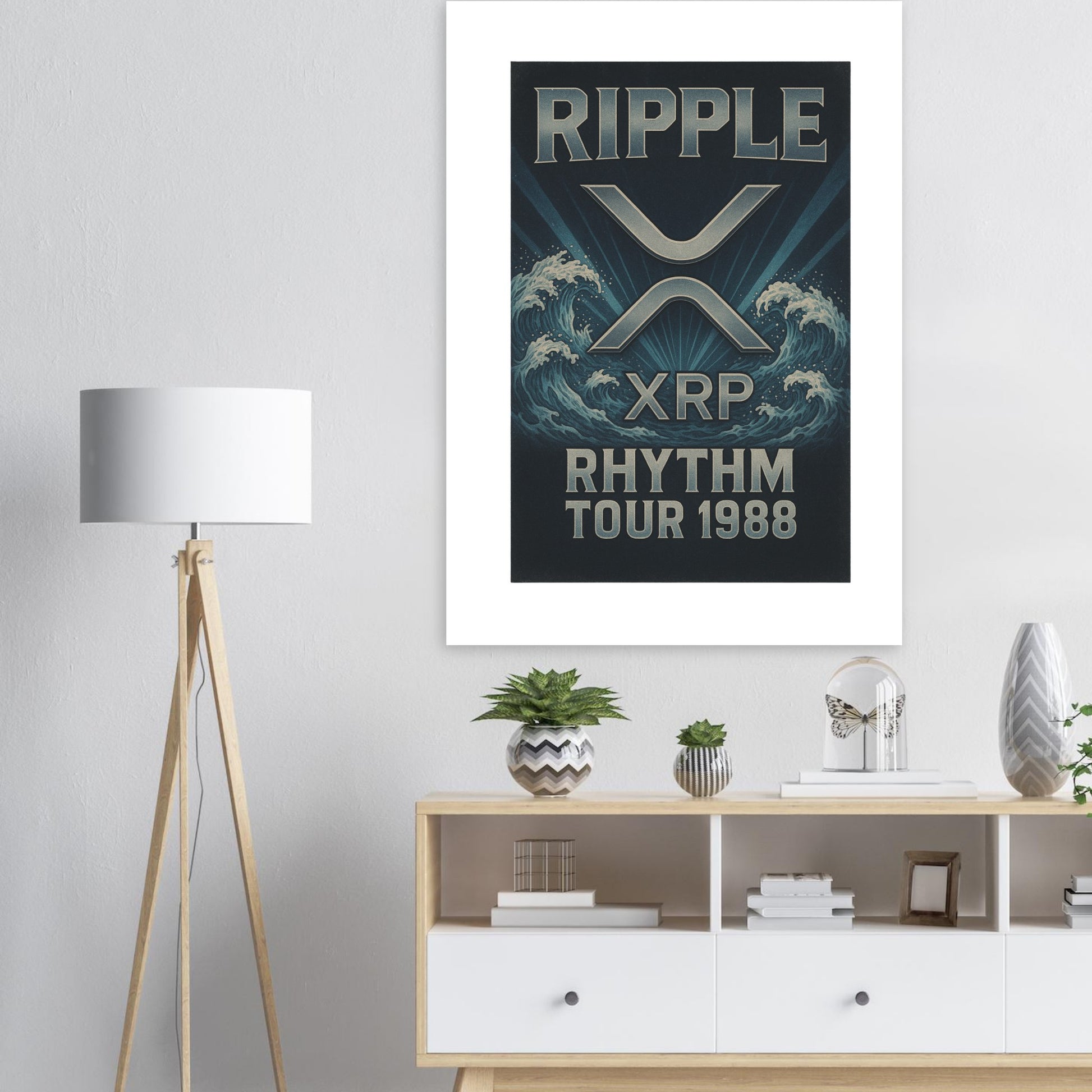 XRP Crypto Art Poster – “Rhythm Tour 1988” Retro Concert Aesthetic - F4 Custom Prints