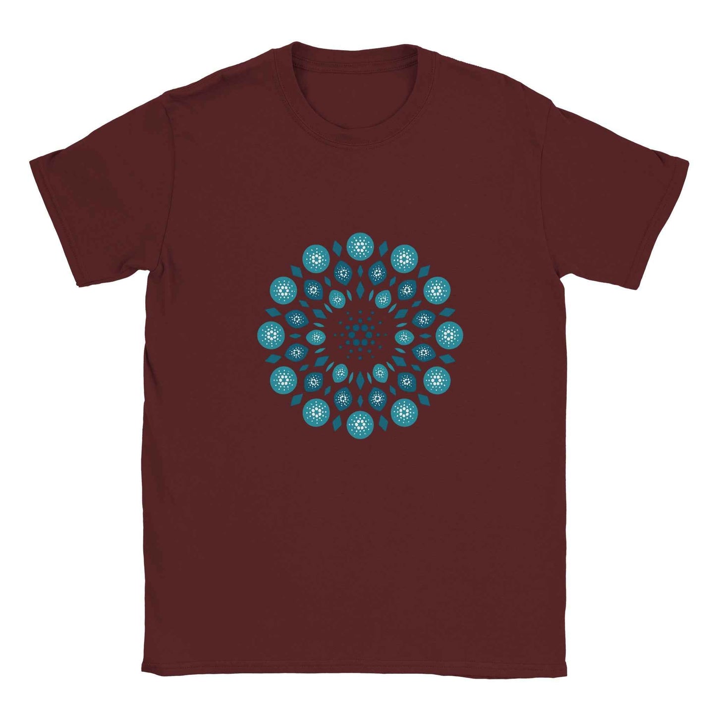 Cardano T-Shirt – Ornate Mandala Style in Cool Teal Hues