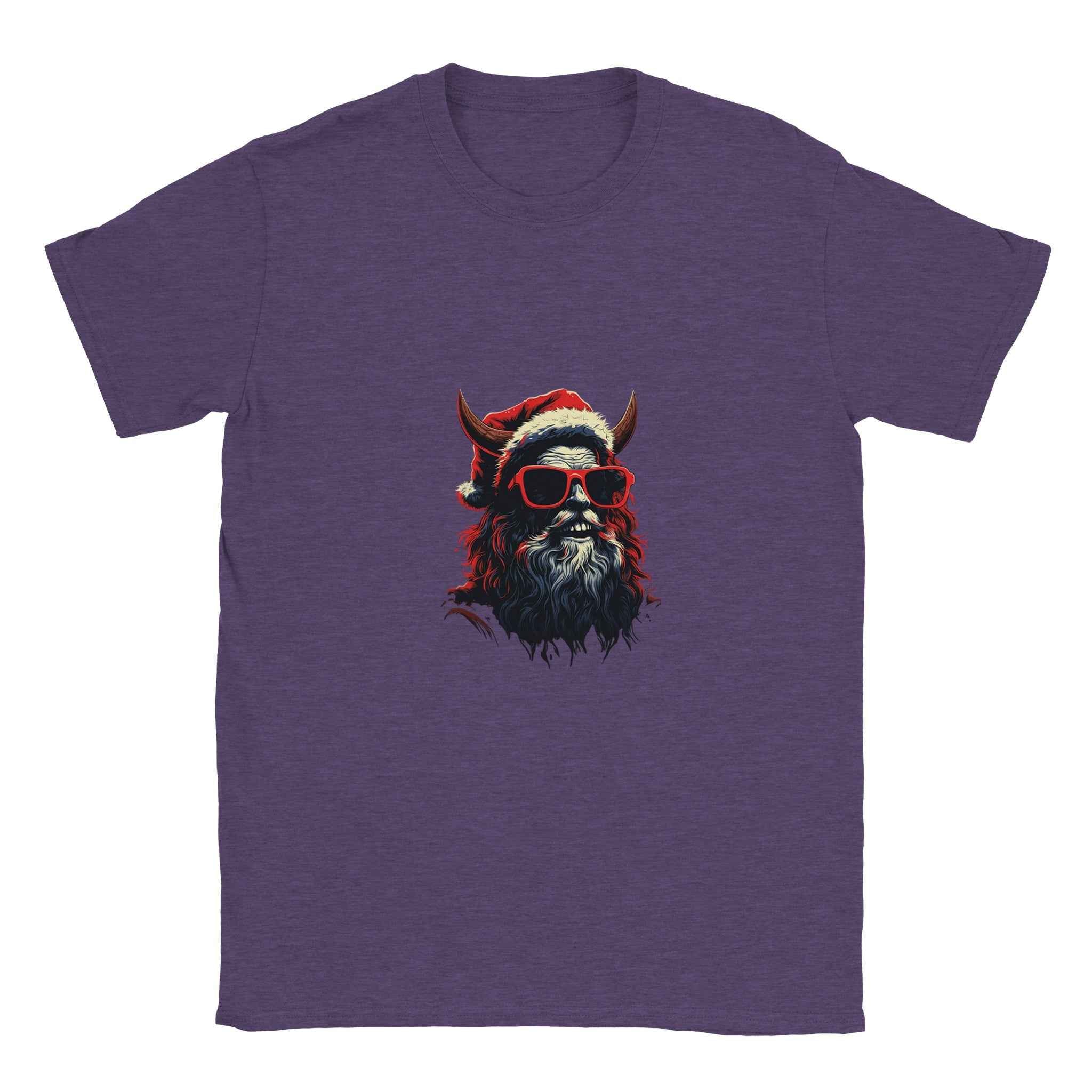 Bad Santa Rocker Tee – Edgy Horned Krampus Christmas Graphic Tee