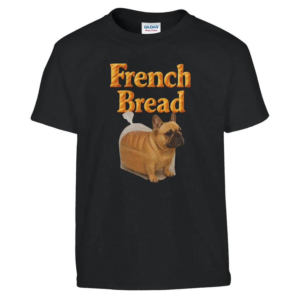Kids Funny French Bread Bulldog T-Shirt