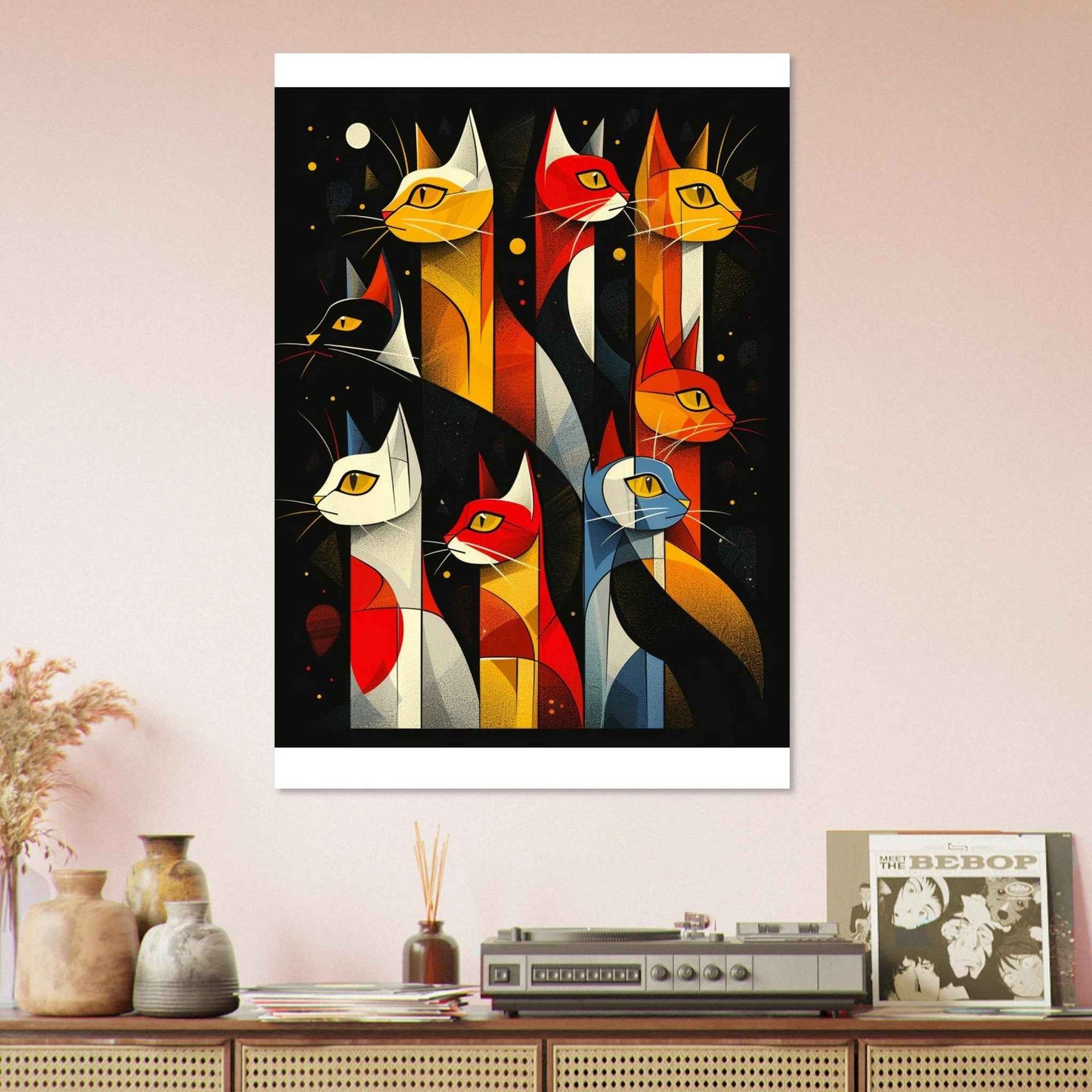 "Abstract Felines" Poster – Modern Pop Art Wall Decor (Multiple Sizes Available)
