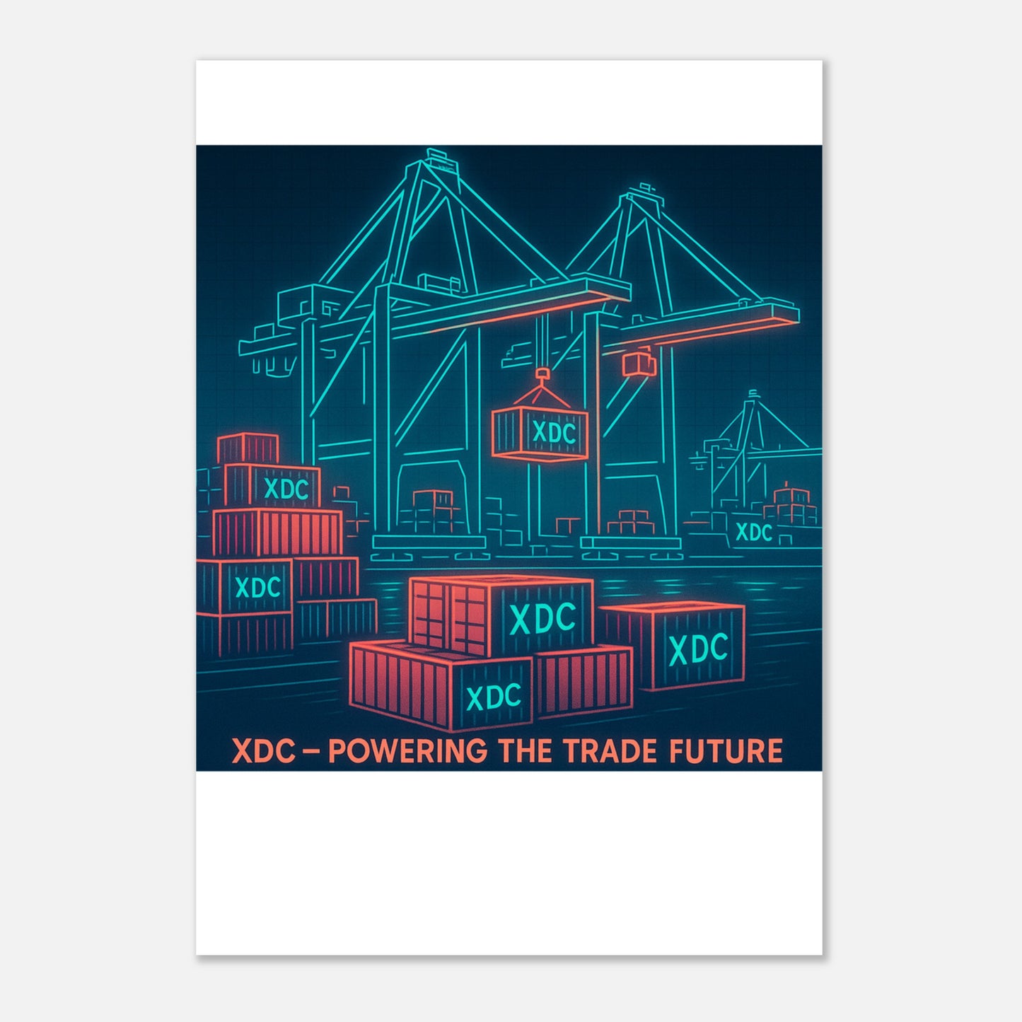 XDC Powering Trade Future Poster – Neon Tech Crypto Wall Art - F4 Custom Prints