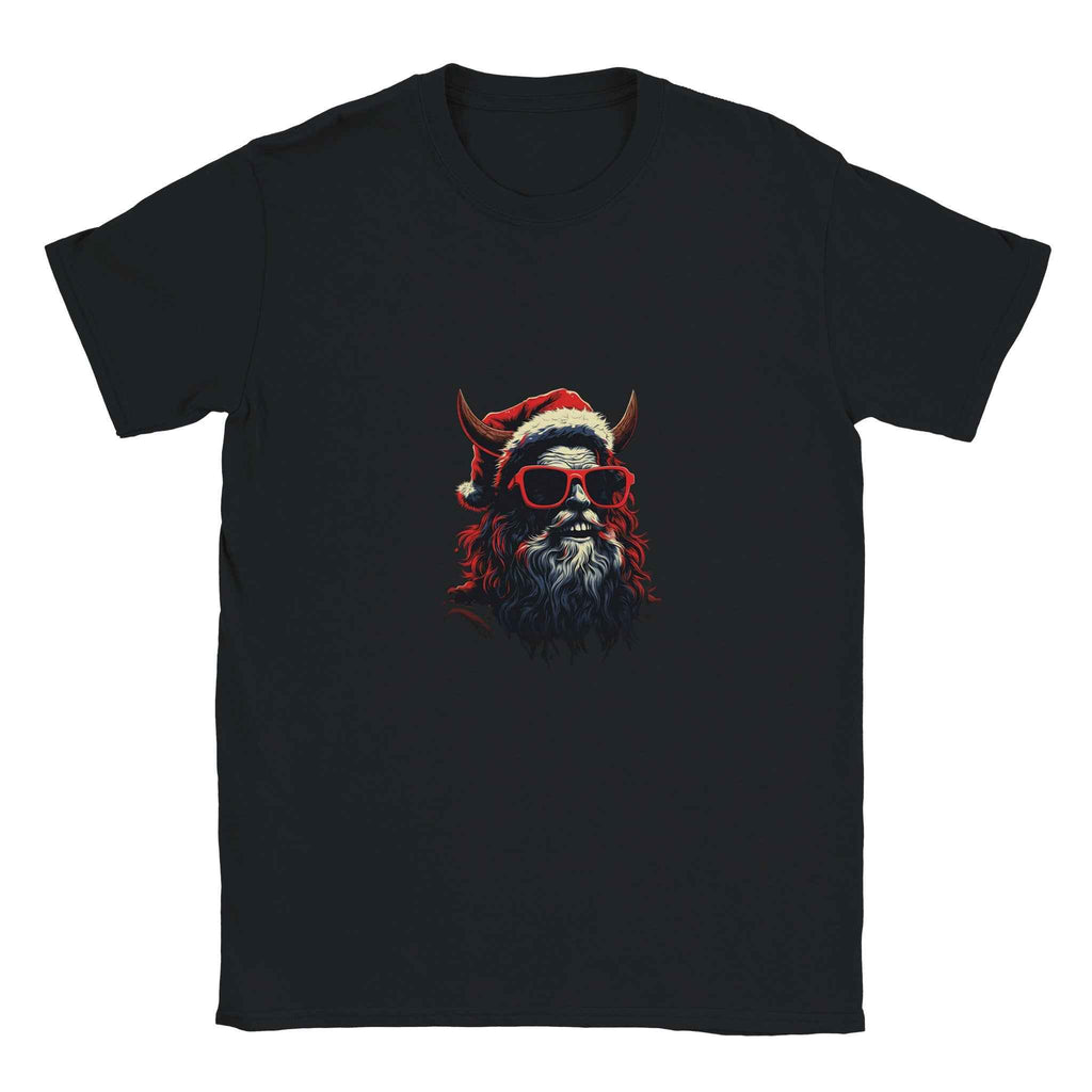 Bad Santa Rocker Tee – Edgy Horned Krampus Christmas Graphic Tee