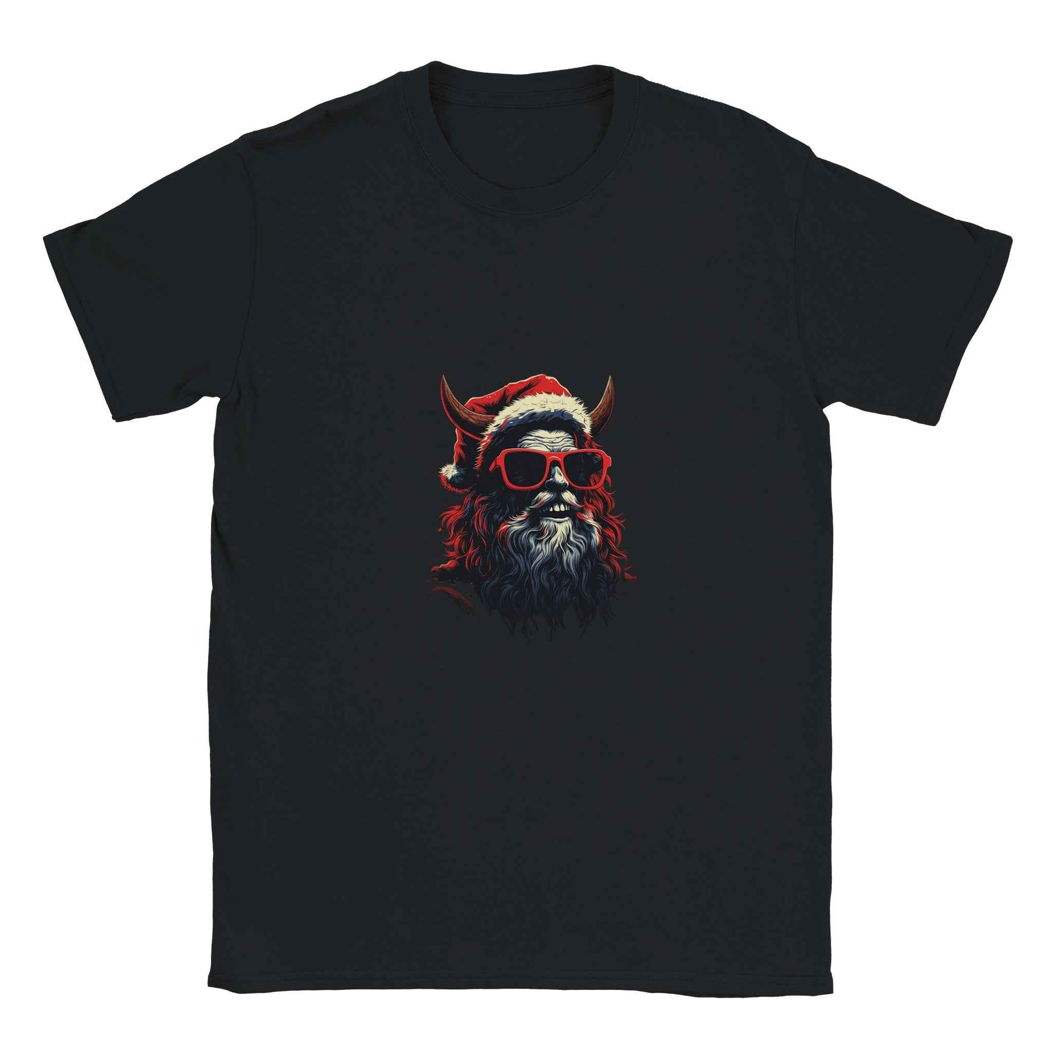 Bad Santa Rocker Tee – Edgy Horned Krampus Christmas Graphic Tee