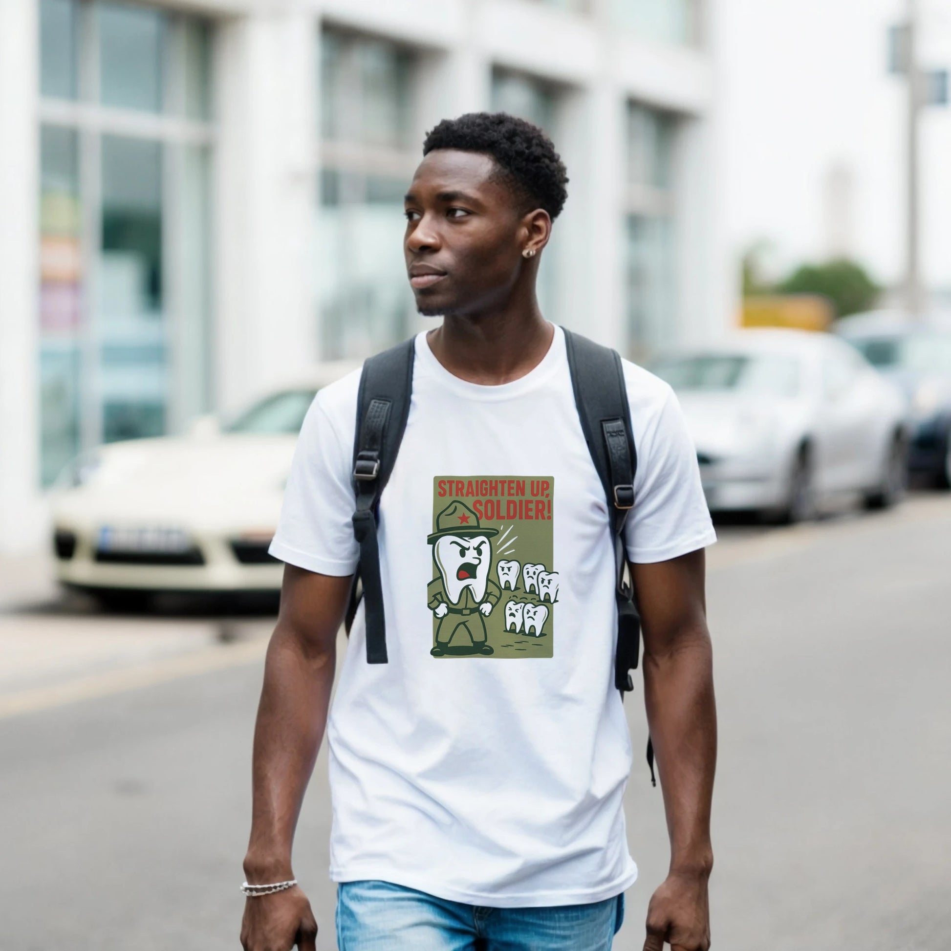 Dental Soldier T-Shirt – “Straighten Up, Soldier!” Retro Dental Humor Tee - F4 Custom Prints