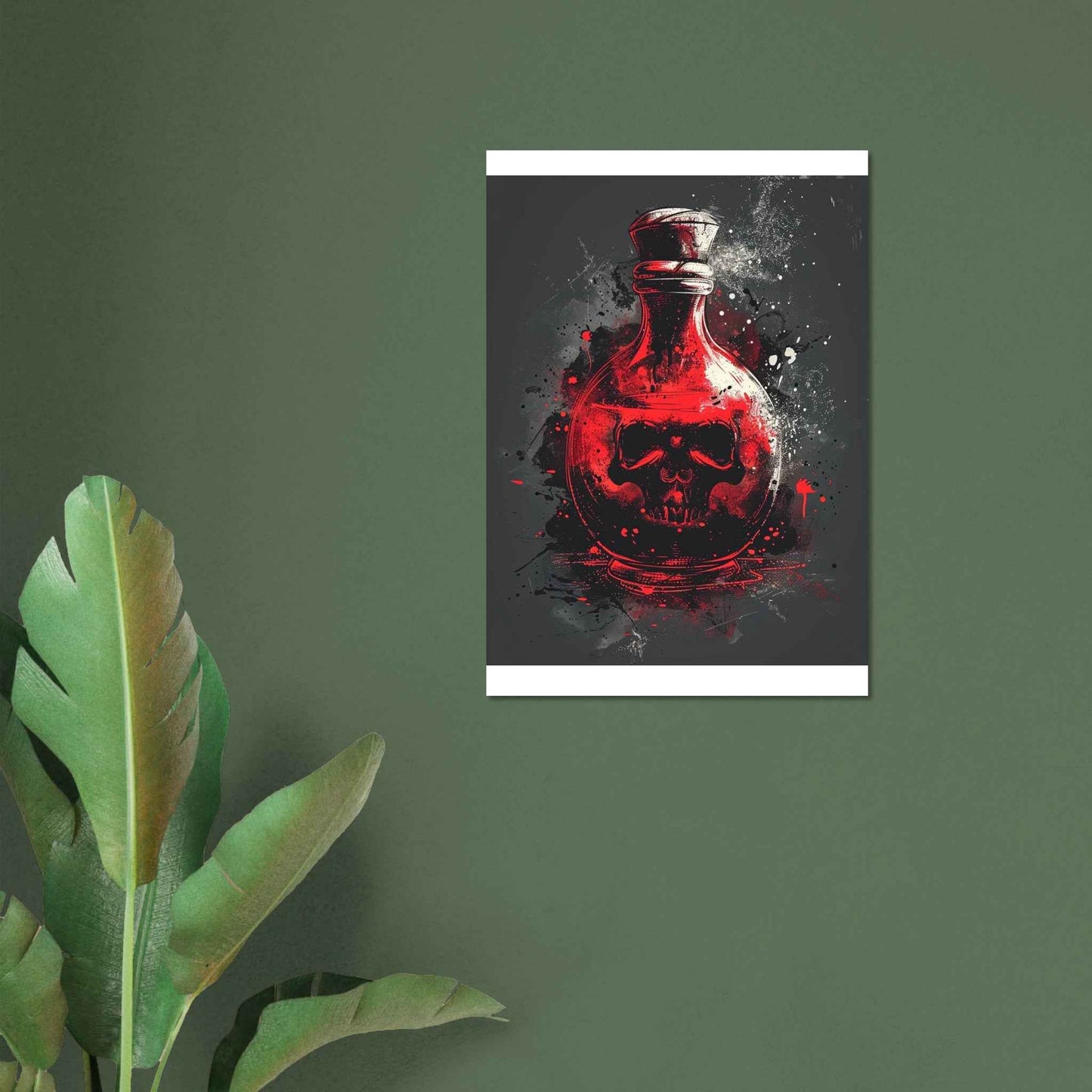 "Crimson Elixir" Poster – Gothic Skull Potion Bottle Wall Art (Multiple Sizes Available)
