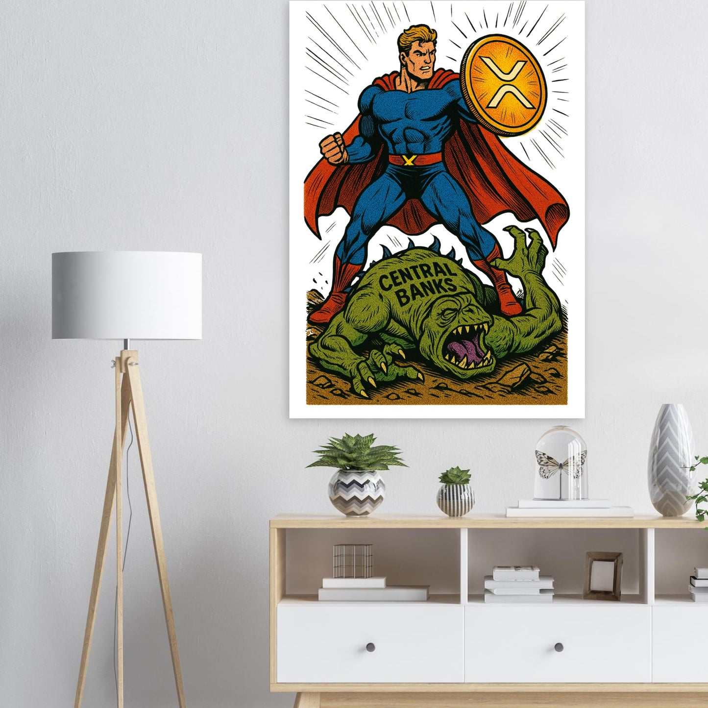 XRP Superhero Poster – Crypto Freedom Fighter Wall Art - F4 Custom Prints