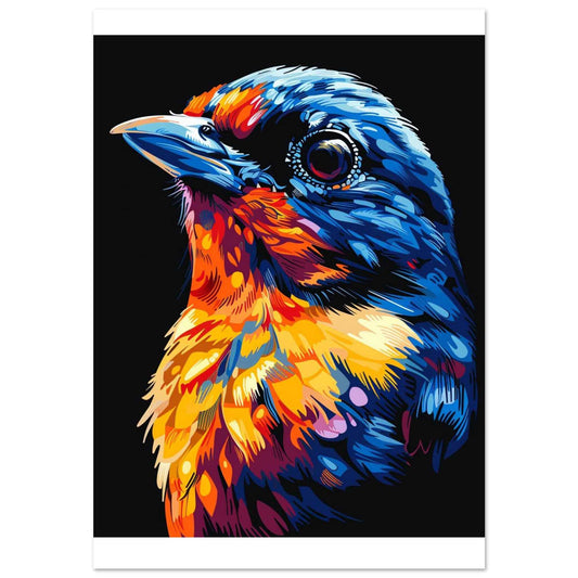 Vibrant Feathered Friend Poster – Dynamic Pop Art Bird Wall Art (Multiple Sizes Available)