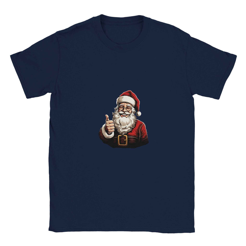 Jolly Santa Thumbs Up Christmas Tee – Festive Holiday Graphic Shirt in Multiple Colors