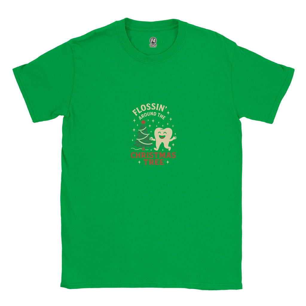 Flossin’ Around the Christmas Tree Tee – Funny Christmas Dental Shirt - F4 Custom Prints