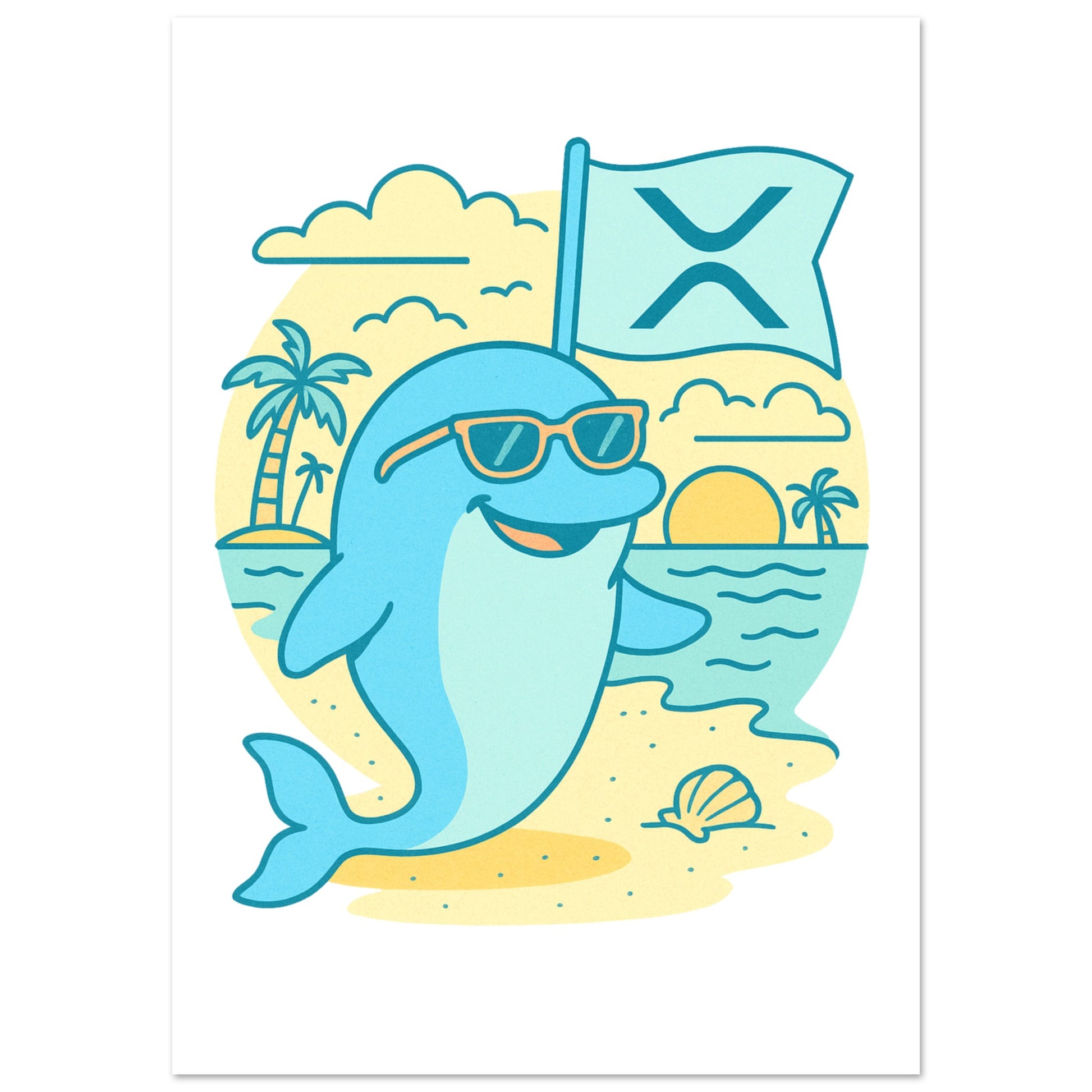 XRP Dolphin Poster – Crypto Beach Wall Art - F4 Custom Prints