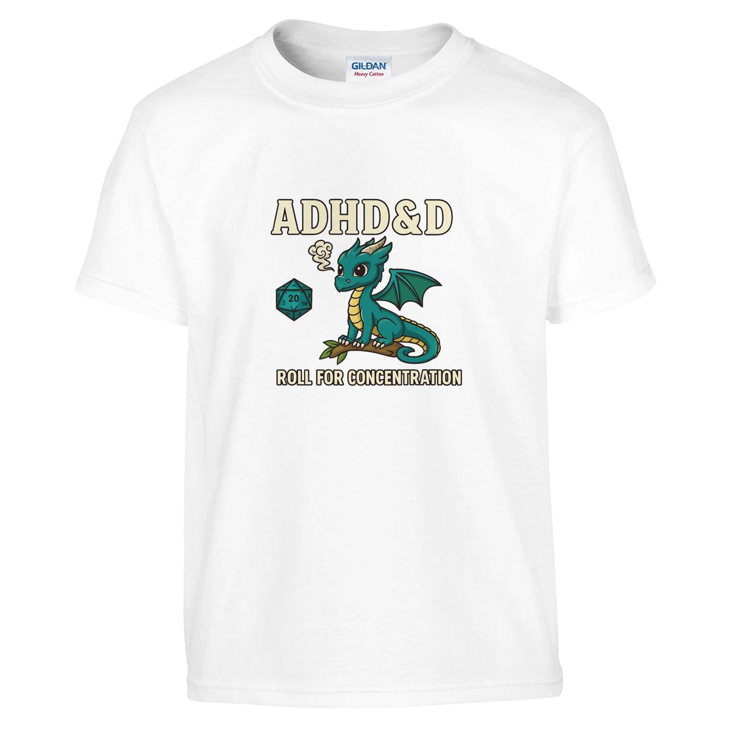 ADHD &D Kids T-Shirt — Roll for Concentration Dragon Edition - F4 Custom Prints