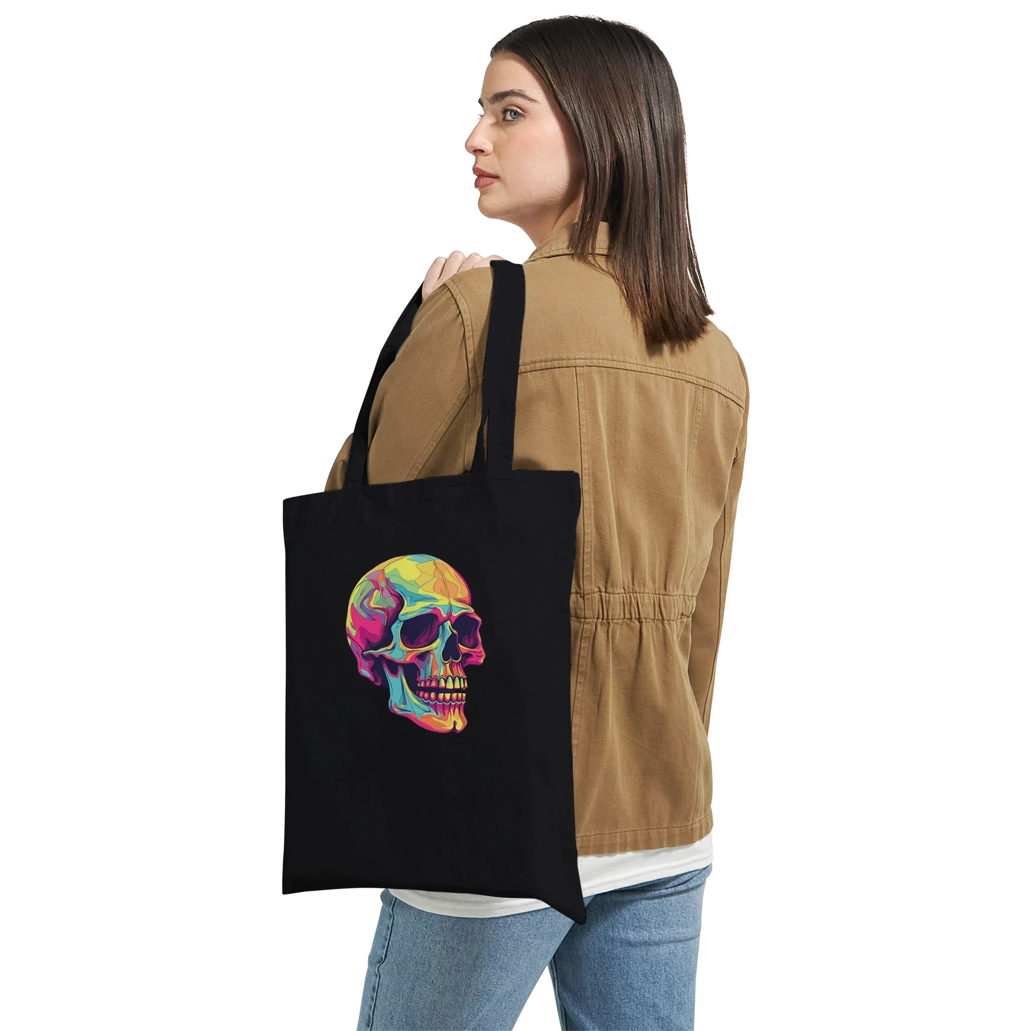 Neon Skull Tote Bag