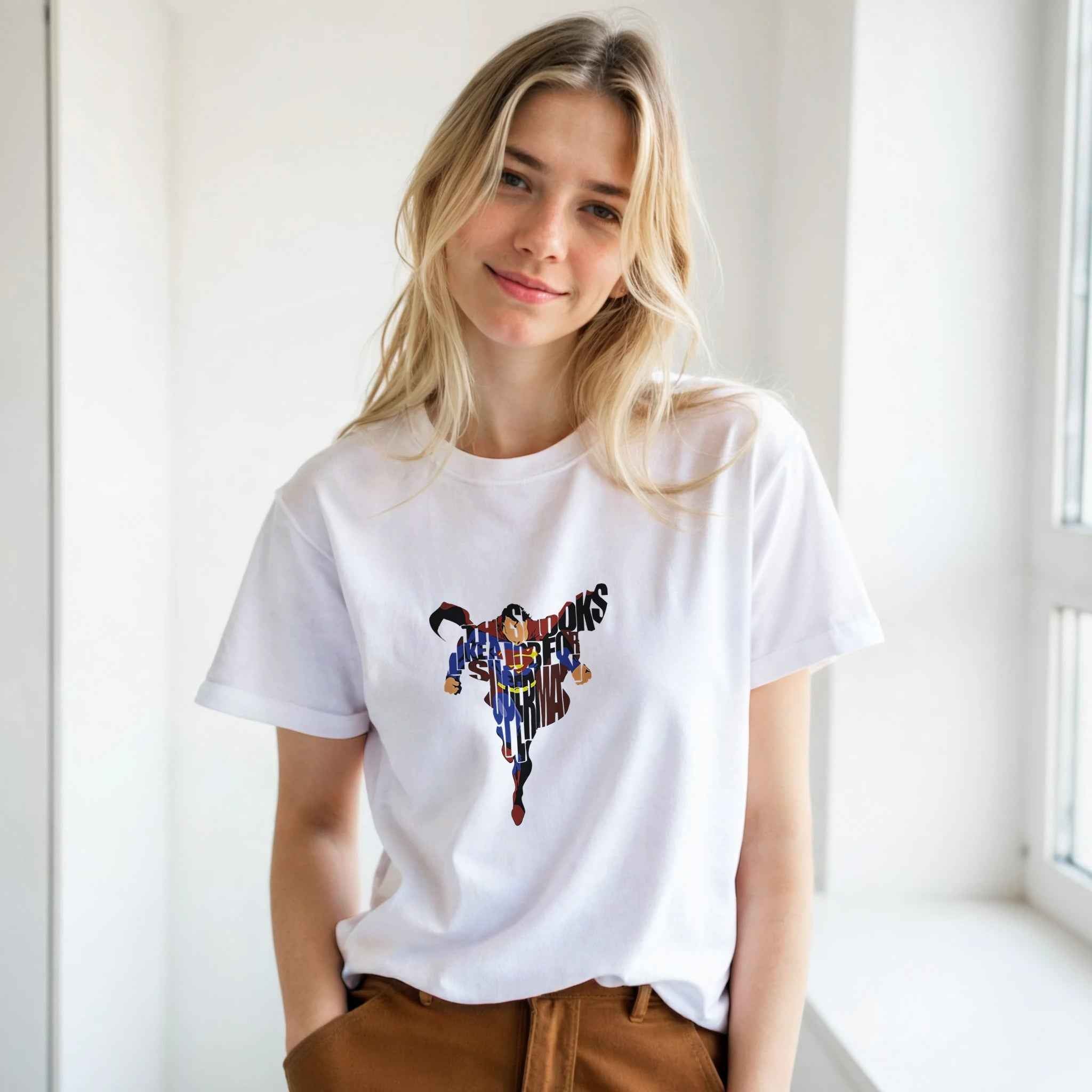 Superman Strength T-Shirt – Heroic Comic-Inspired Graphic Tee in Your Choice of Dynamic Colors