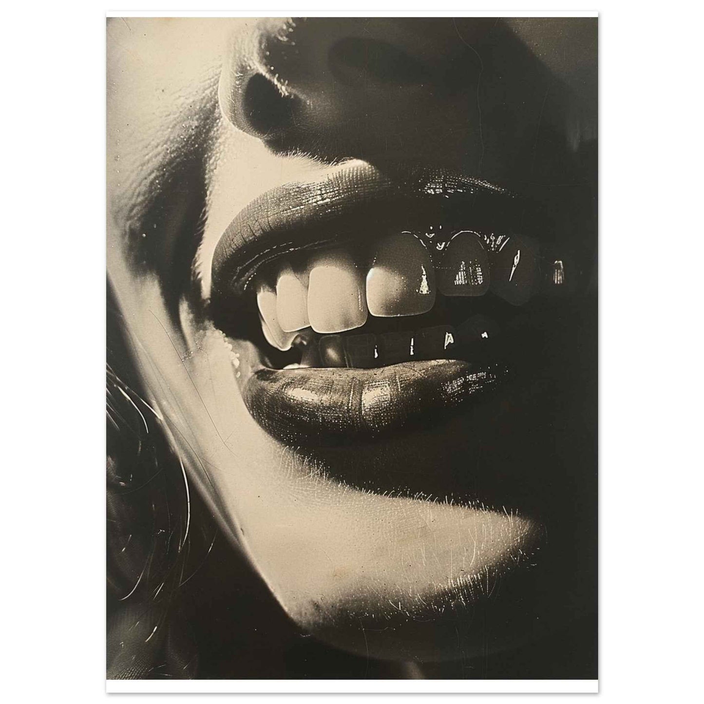 "The Smile" Poster – Captivating Noir Glamour Wall Art (Multiple Sizes Available)