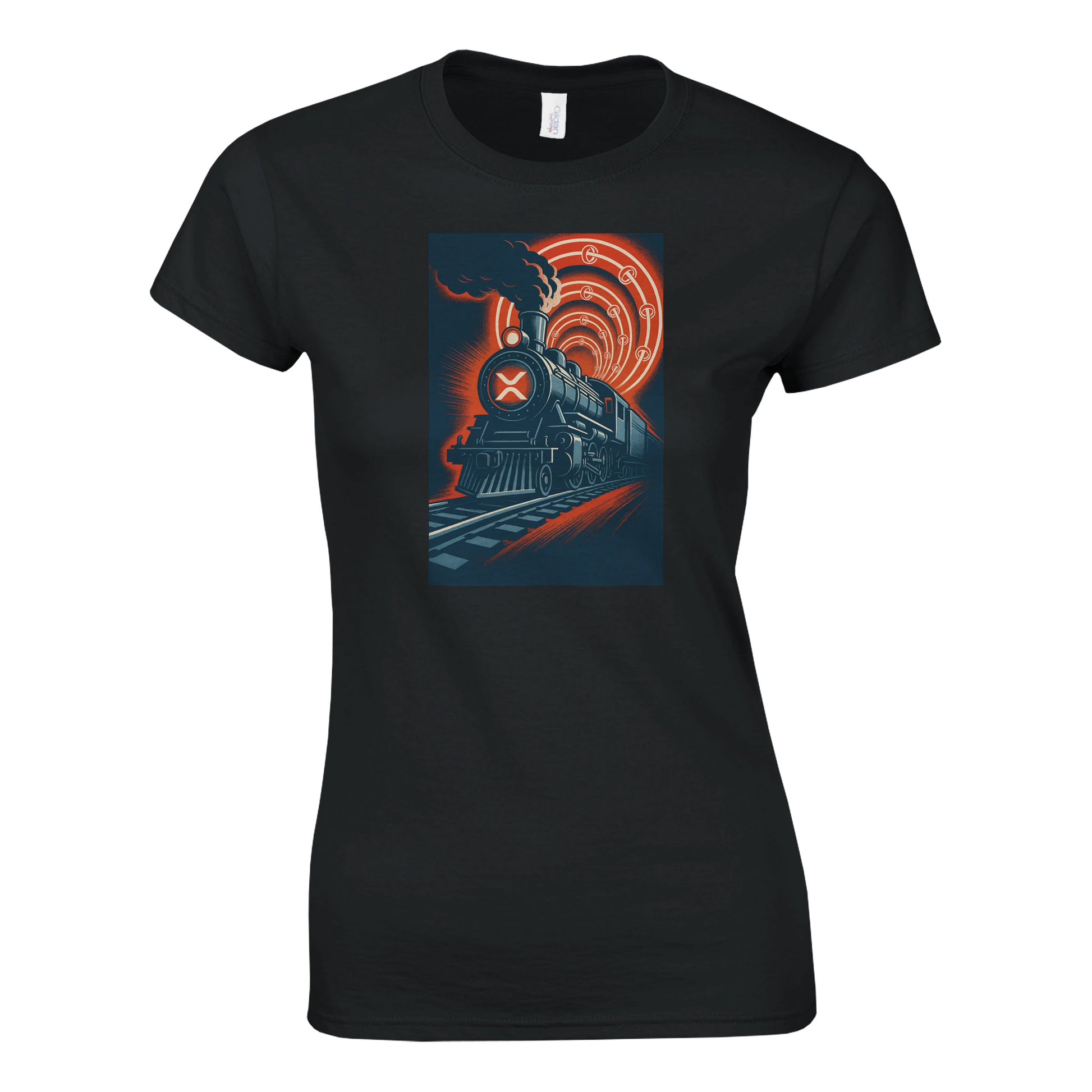 XRP Express Women’s T-Shirt – Vintage Crypto Train Graphic Tee - F4 Custom Prints