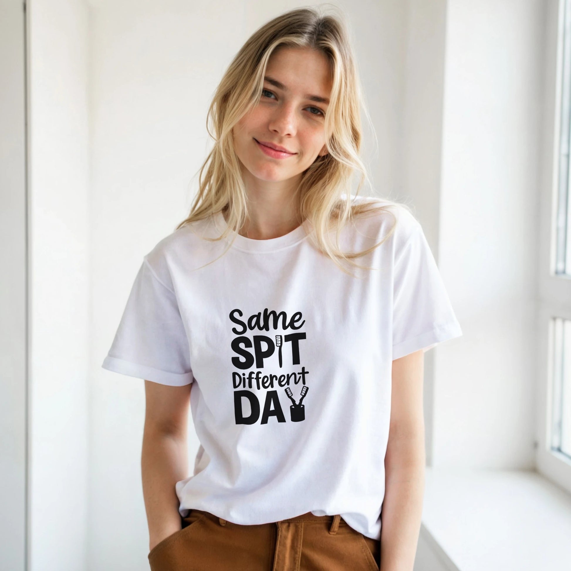Same Spit Different Day T-Shirt – Funny Dental Humor Tee - F4 Custom Prints