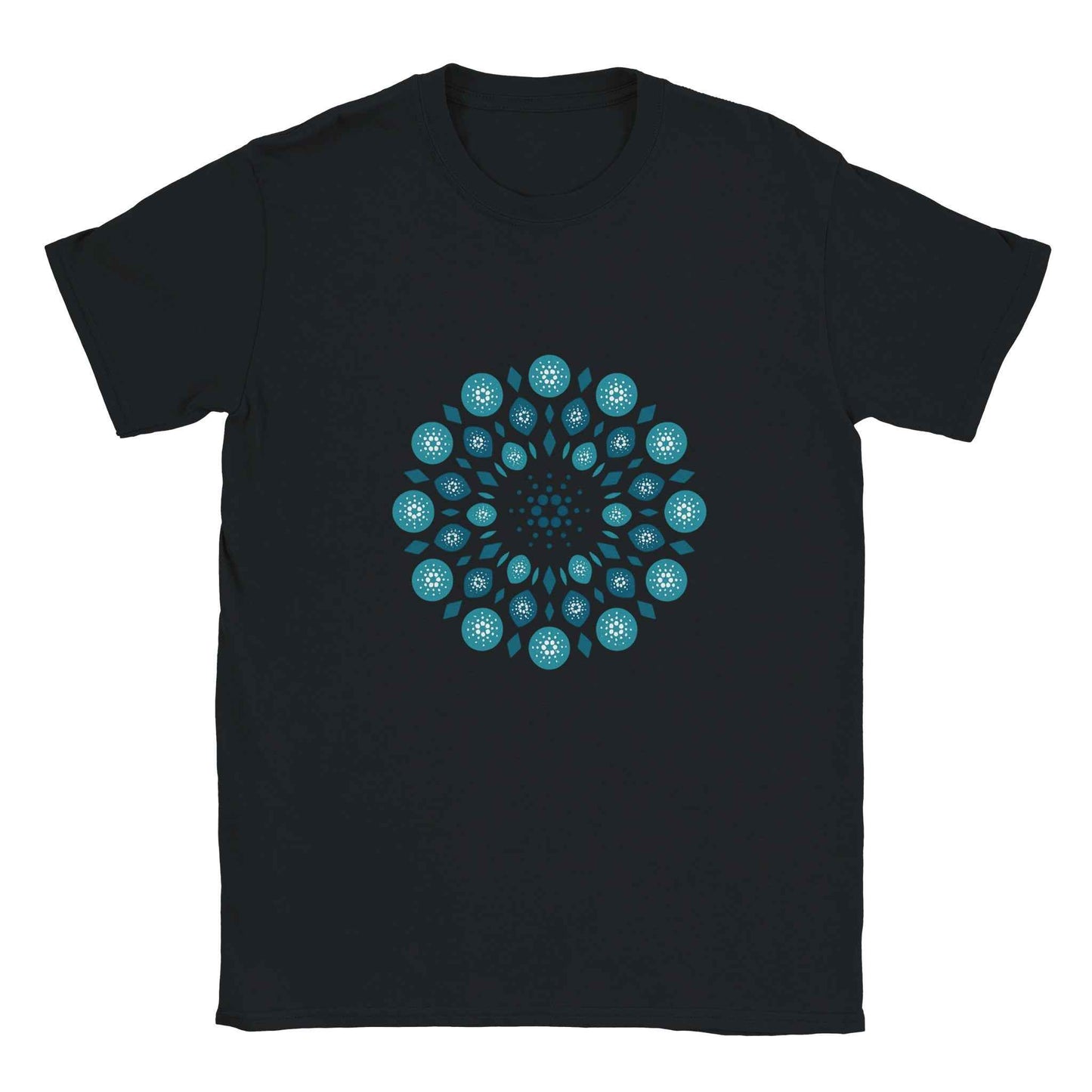 Cardano T-Shirt – Ornate Mandala Style in Cool Teal Hues