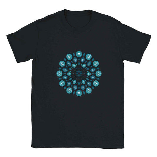 Cardano T-Shirt – Ornate Mandala Style in Cool Teal Hues