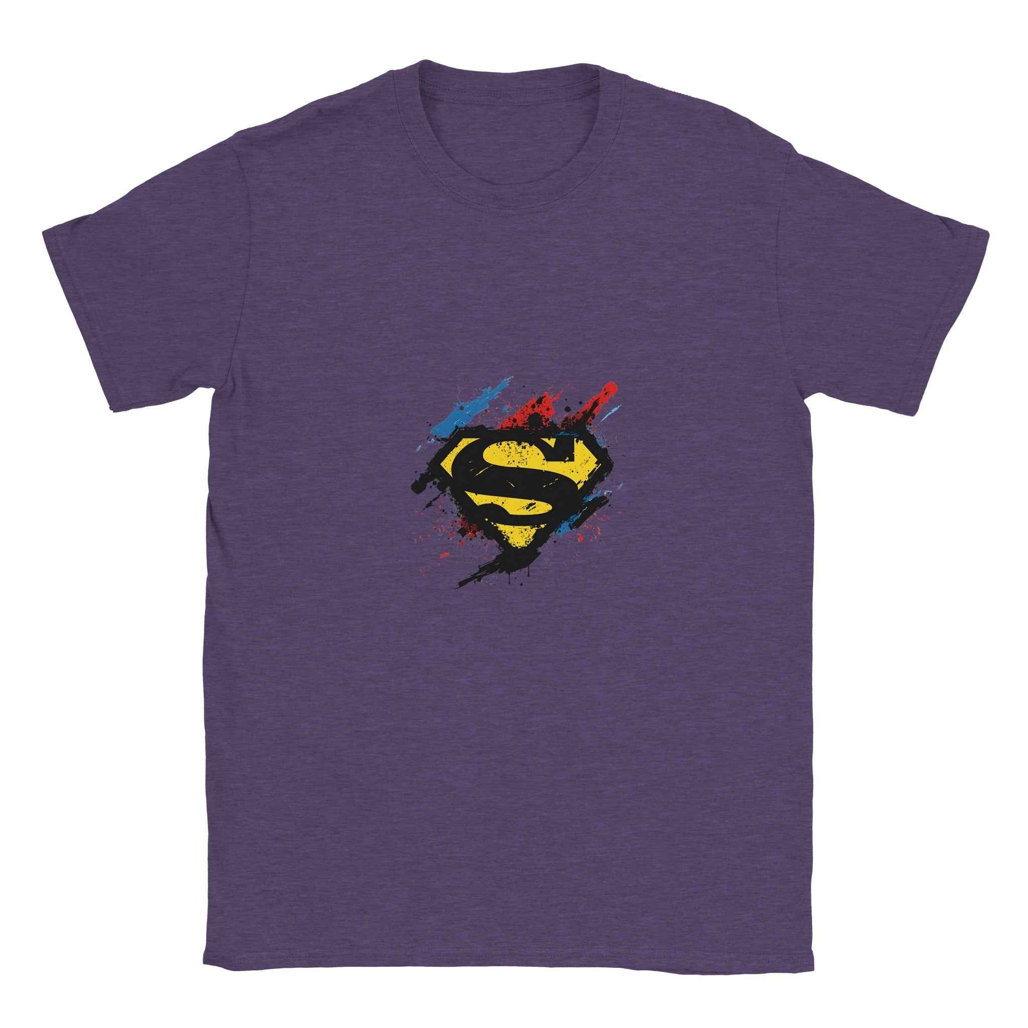 Superman Splatter Shield T-Shirt – Heroic Comic-Inspired Graphic Tee in Multiple Colors
