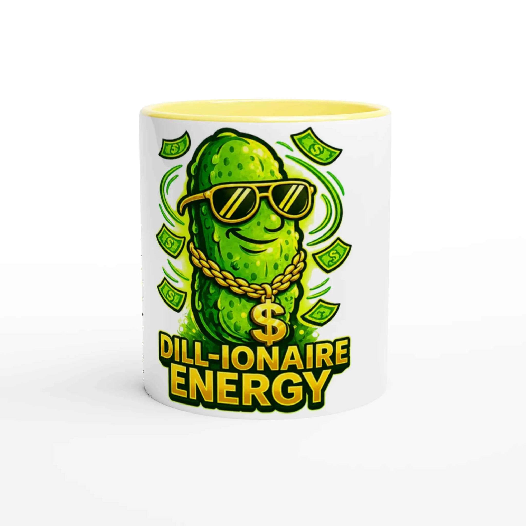 Dill-ionaire Energy Pickle 11oz Coffee Mug with Color Inside
