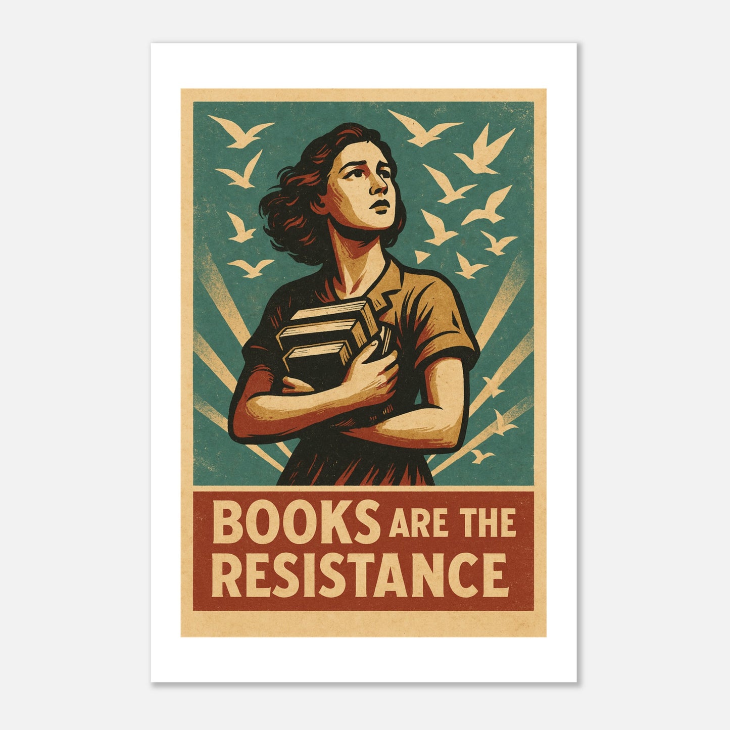Books Are The Resistance Poster – Vintage Activist Wall Art - F4 Custom Prints
